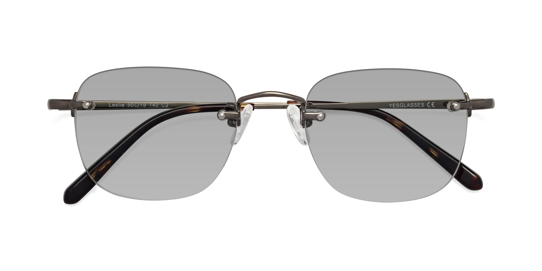Folded Front of Leslie in Gunmetal with Light Gray Tinted Lenses