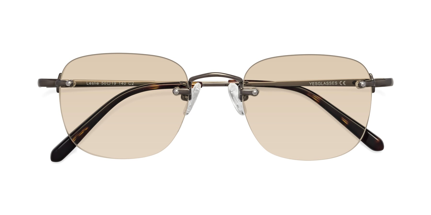 Folded Front of Leslie in Gunmetal with Light Brown Tinted Lenses