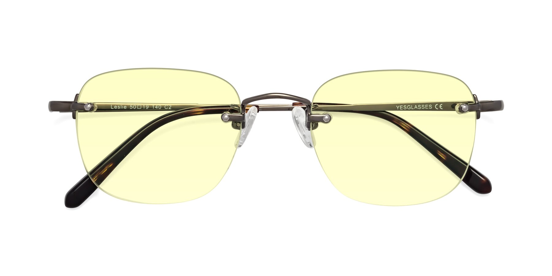 Folded Front of Leslie in Gunmetal with Light Yellow Tinted Lenses