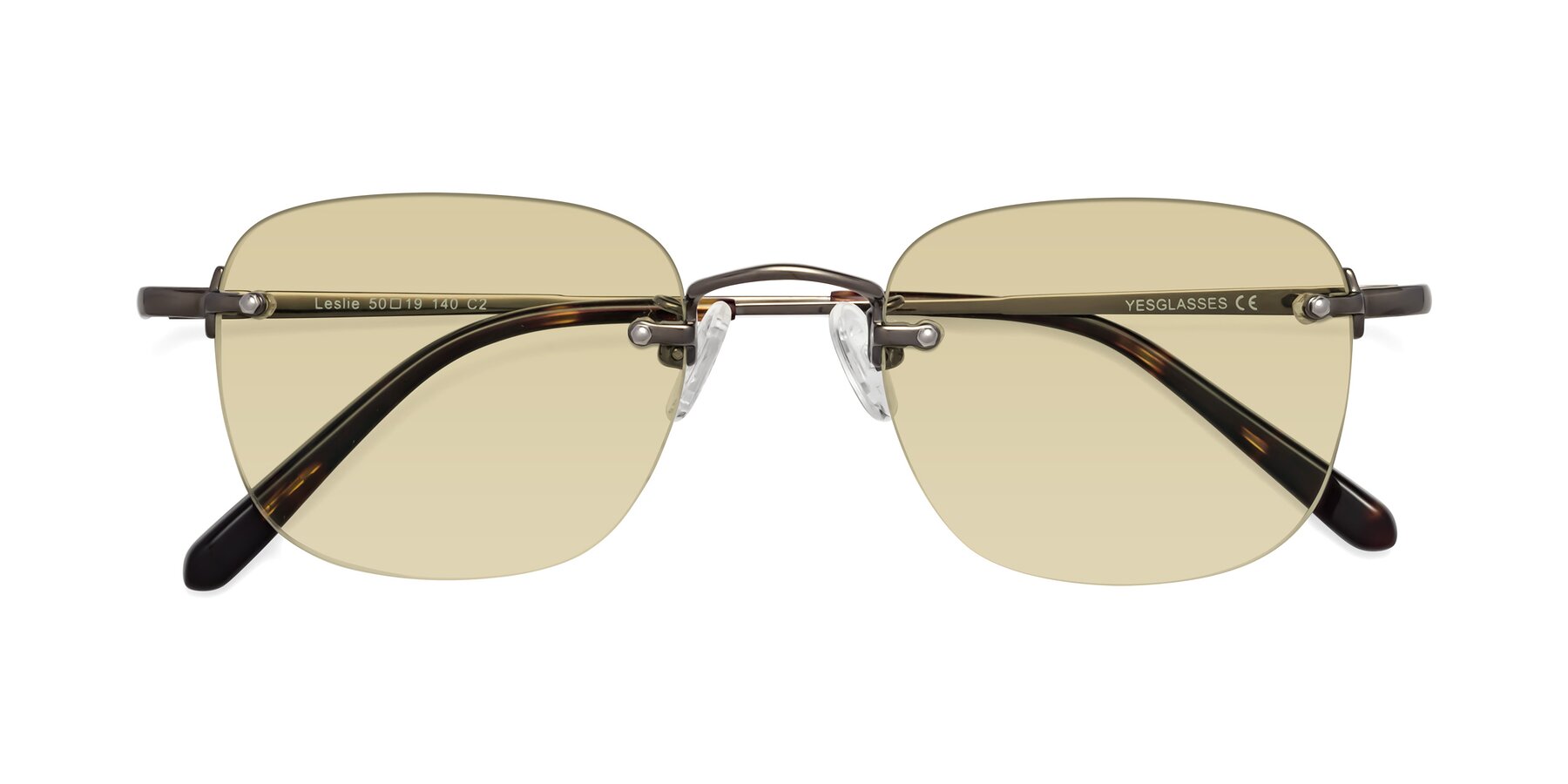 Folded Front of Leslie in Gunmetal with Light Champagne Tinted Lenses