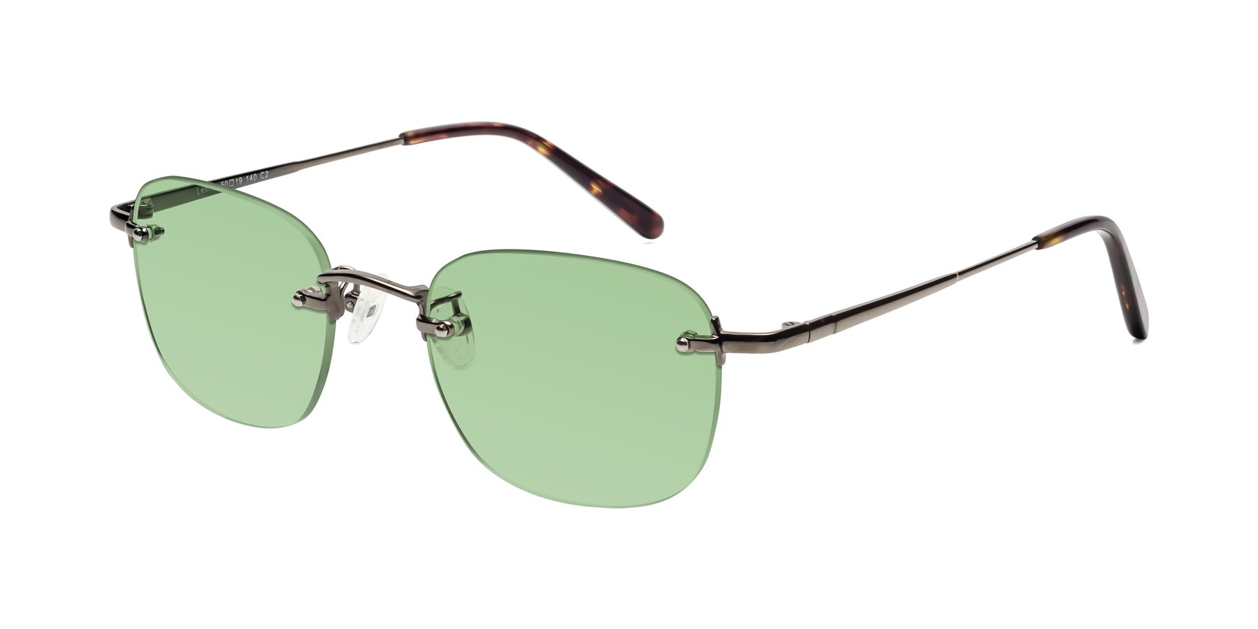 Angle of Leslie in Gunmetal with Medium Green Tinted Lenses