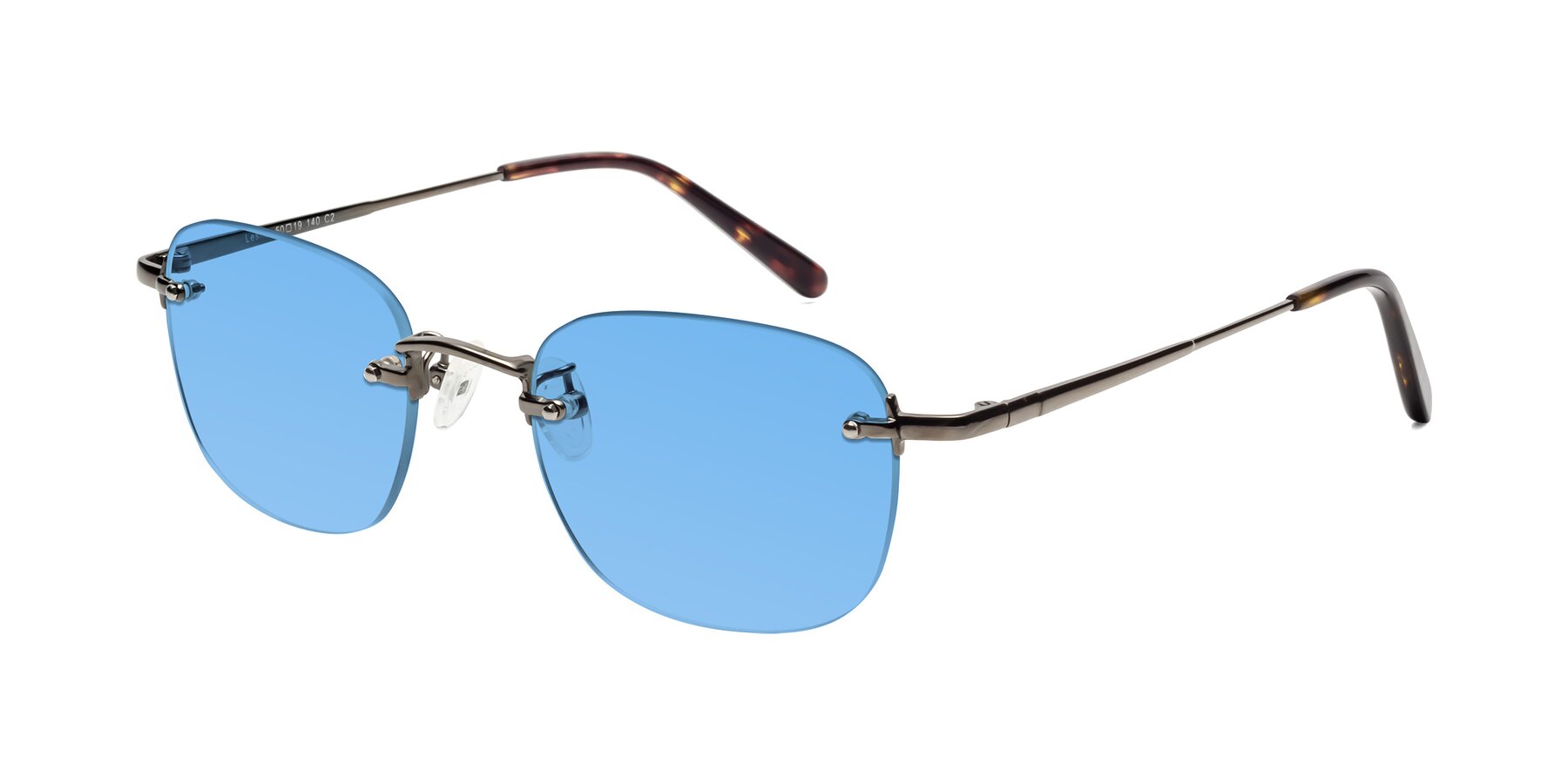 Angle of Leslie in Gunmetal with Medium Blue Tinted Lenses
