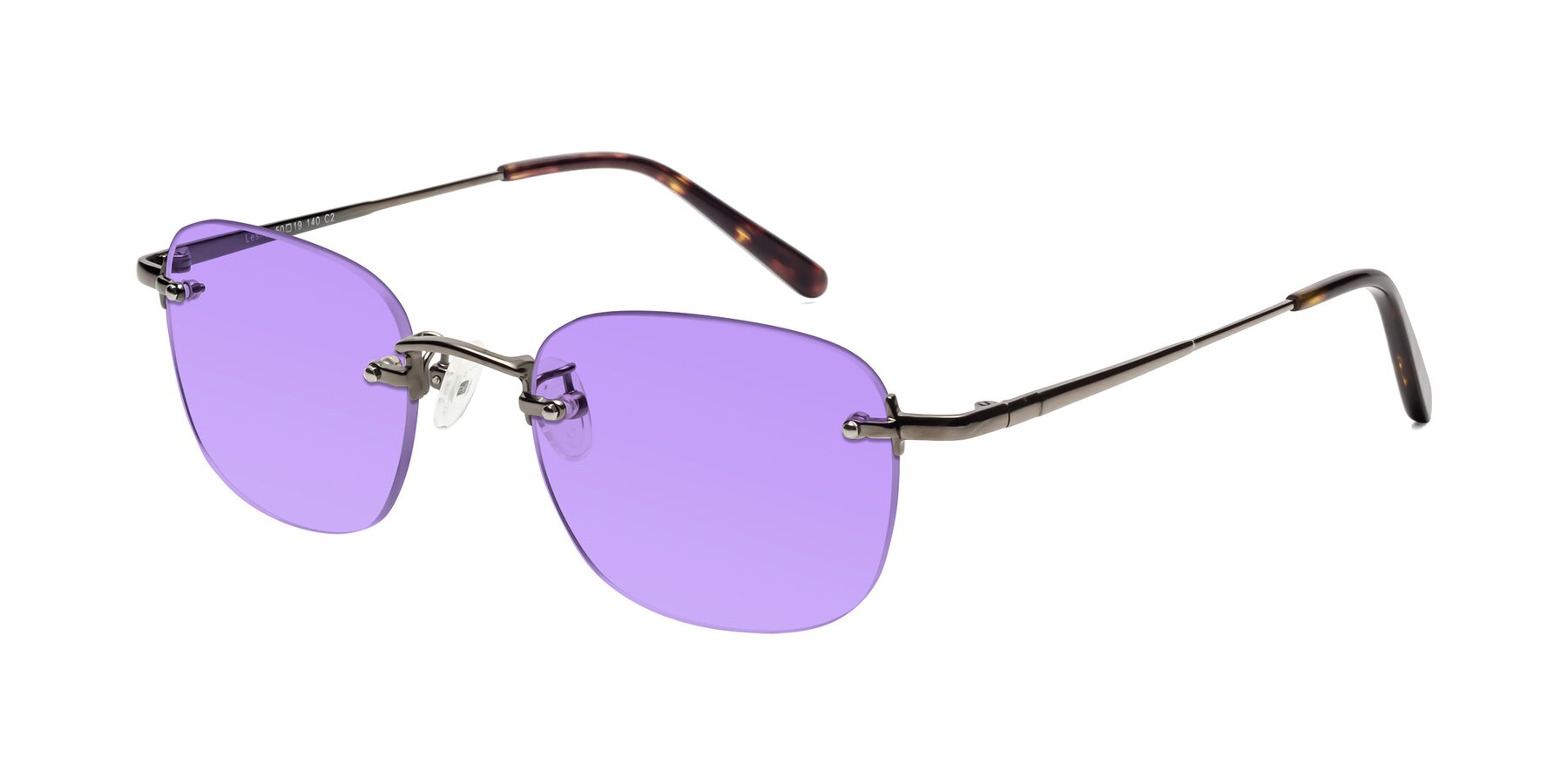 Angle of Leslie in Gunmetal with Medium Purple Tinted Lenses