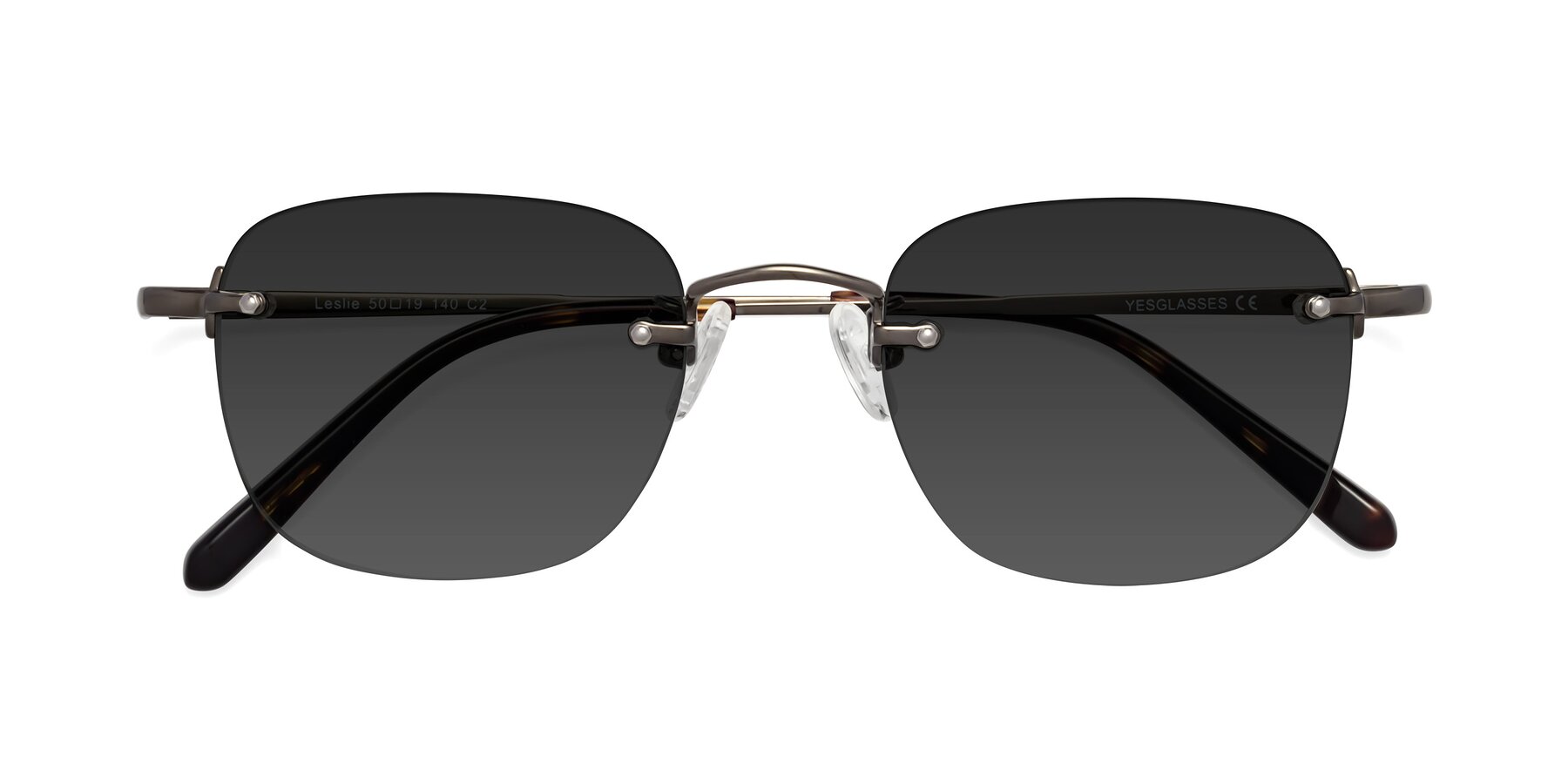 Folded Front of Leslie in Gunmetal with Gray Tinted Lenses
