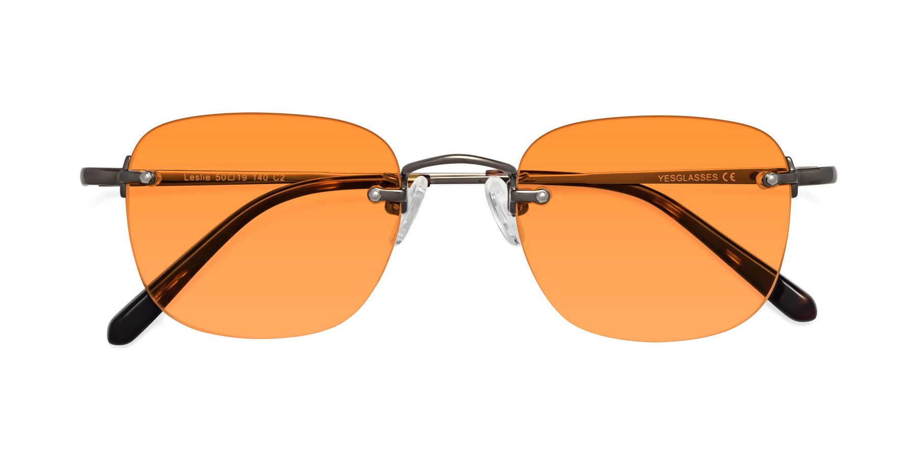 Folded Front of Leslie in Gunmetal with Orange Tinted Lenses