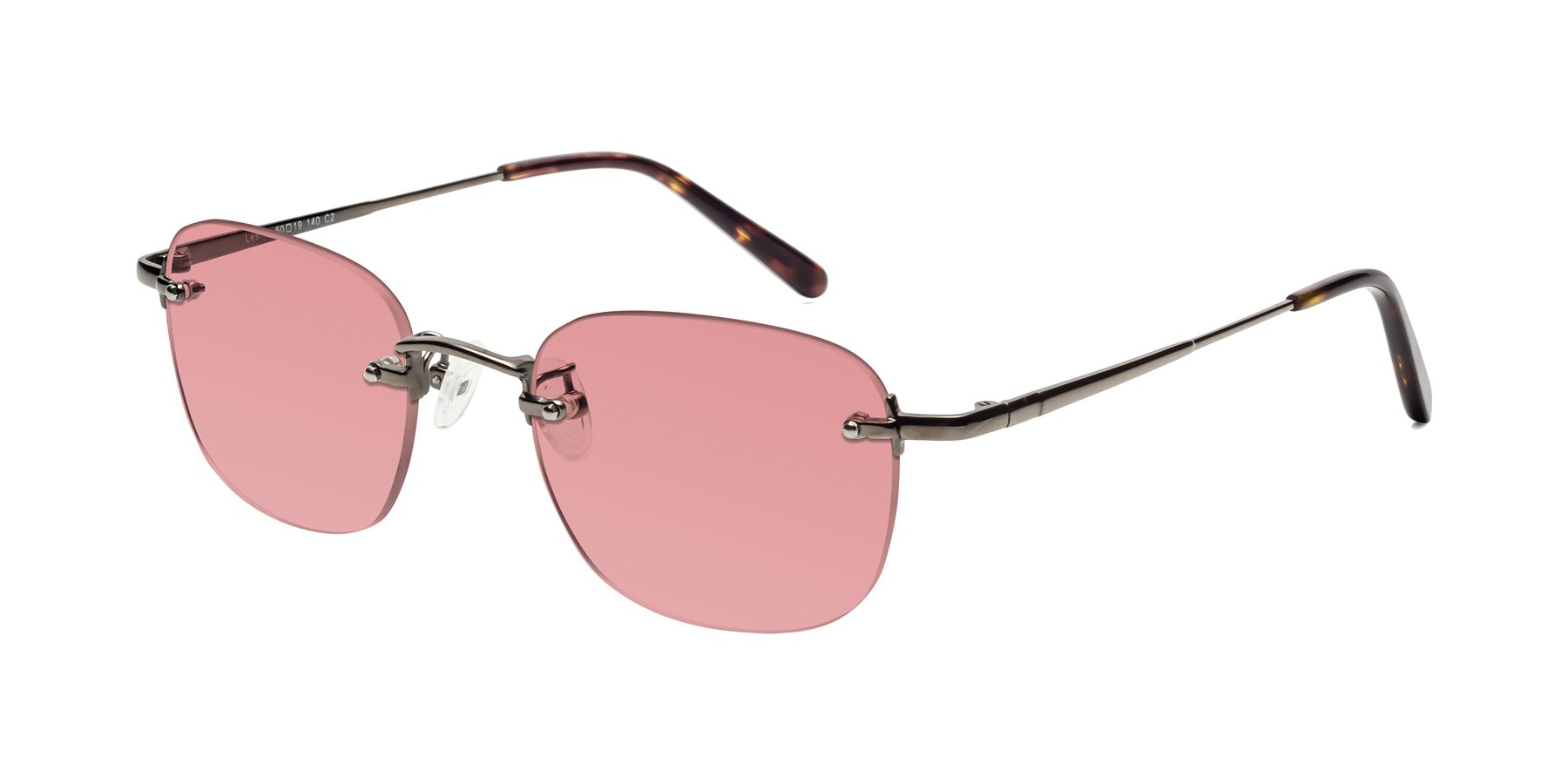 Angle of Leslie in Gunmetal with Medium Garnet Tinted Lenses