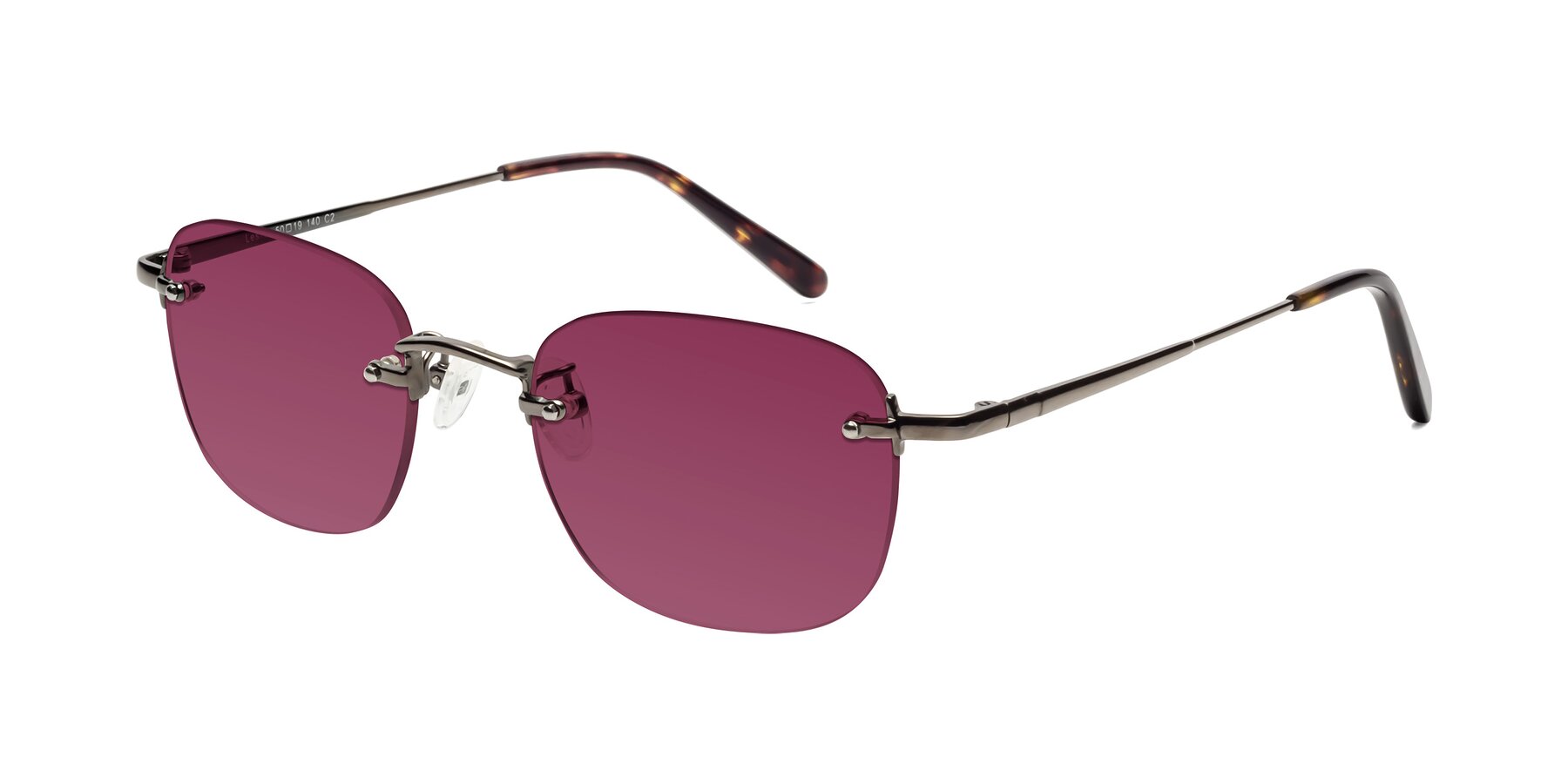 Angle of Leslie in Gunmetal with Wine Tinted Lenses