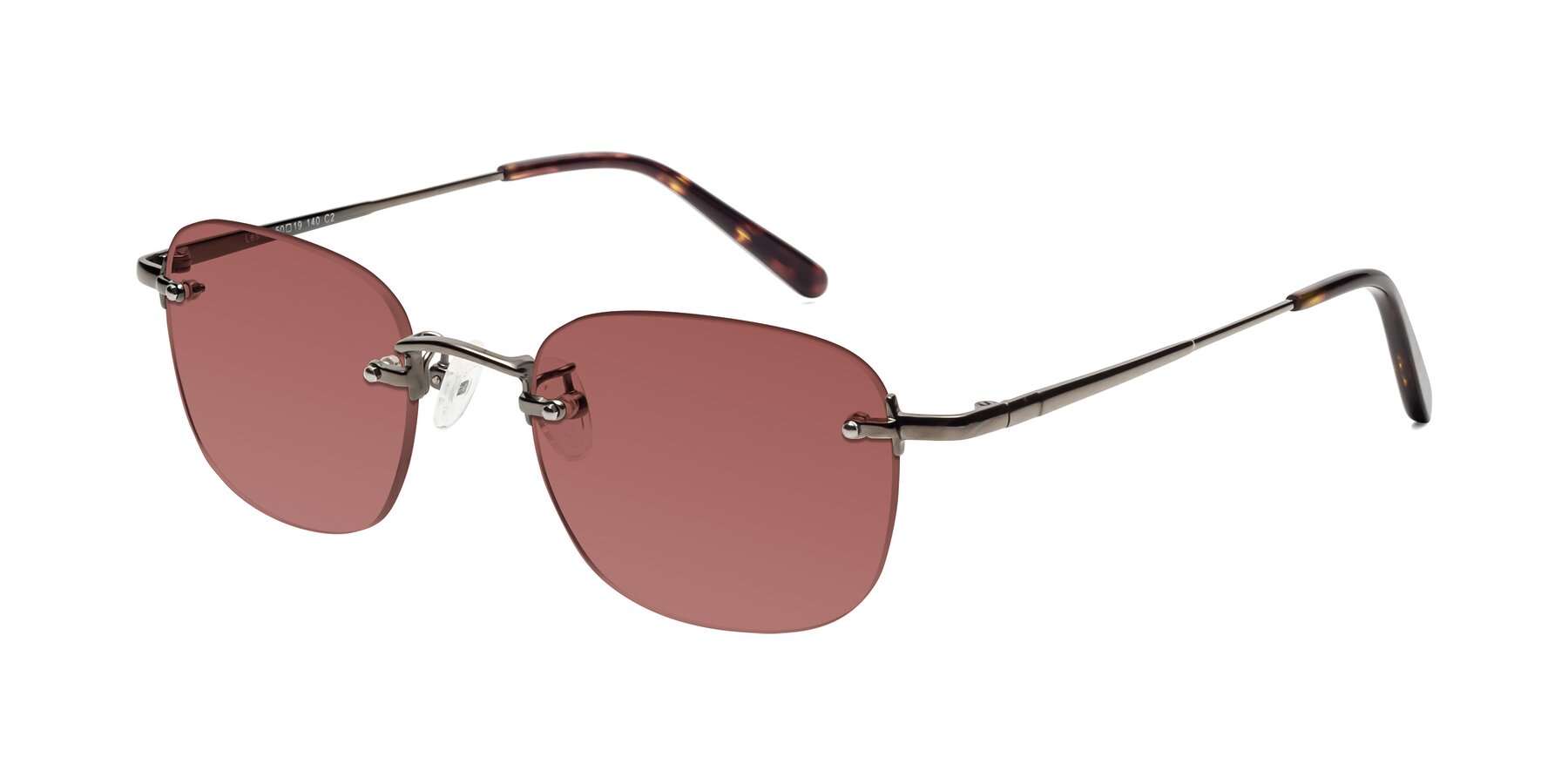 Angle of Leslie in Gunmetal with Garnet Tinted Lenses