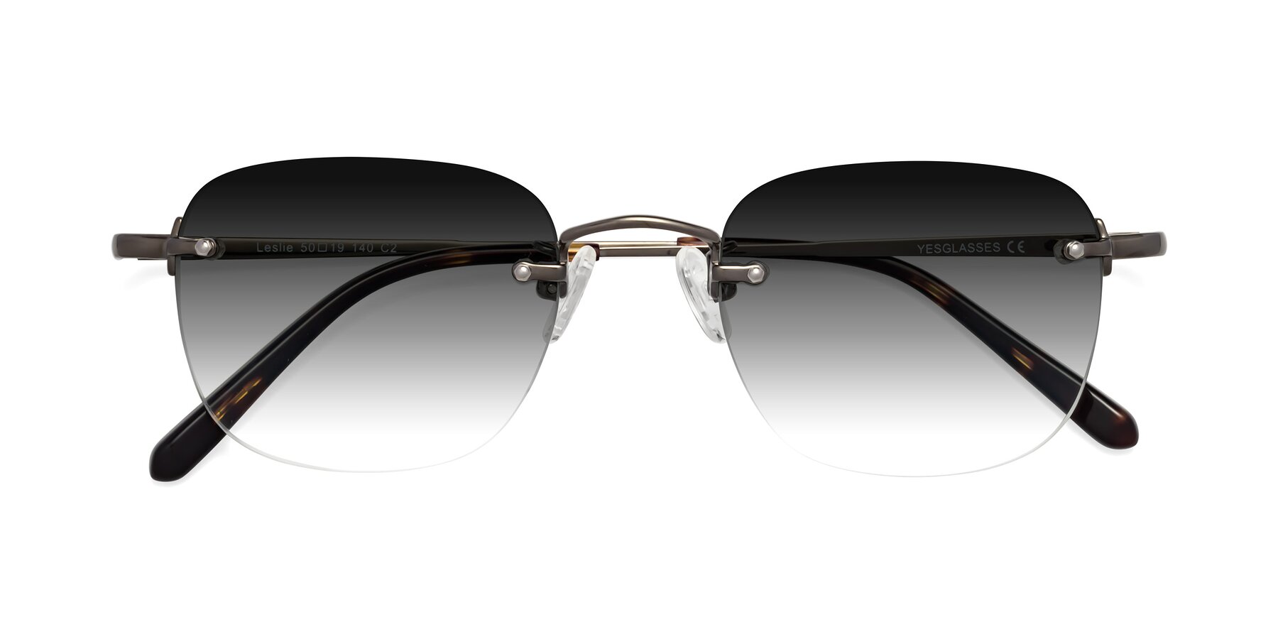 Folded Front of Leslie in Gunmetal with Gray Gradient Lenses