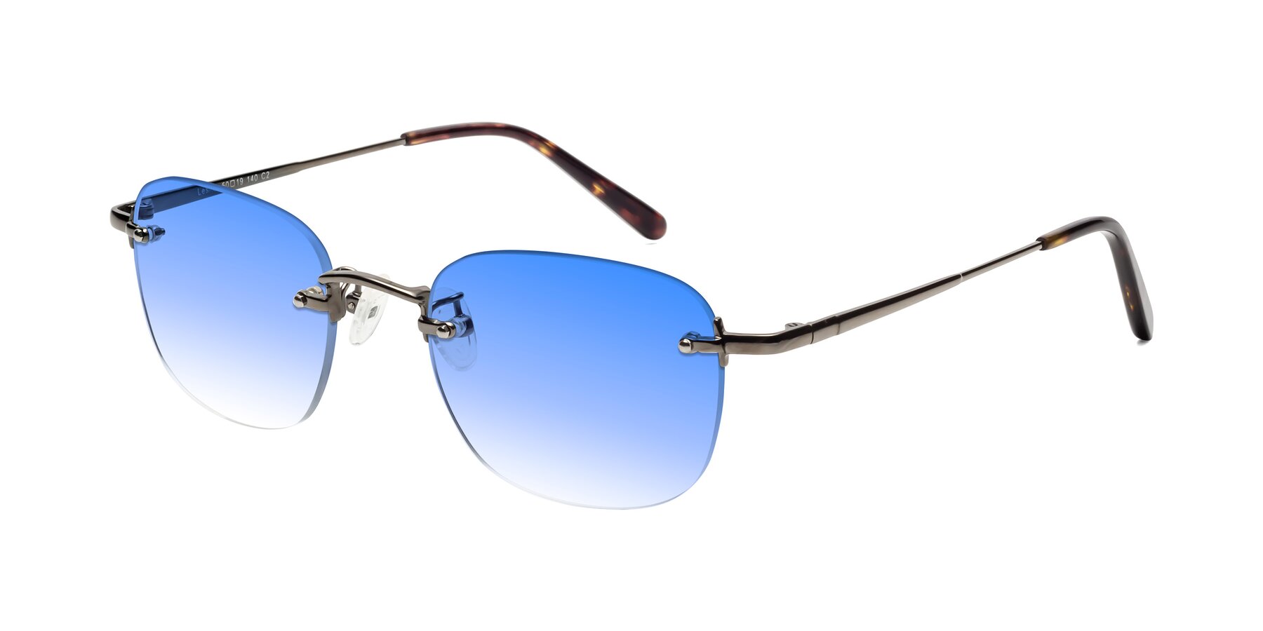 Angle of Leslie in Gunmetal with Blue Gradient Lenses
