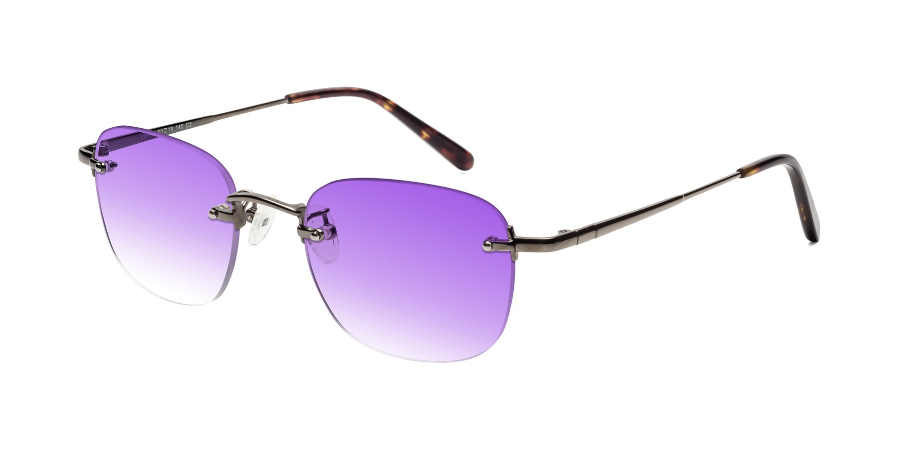 Angle of Leslie in Gunmetal with Purple Gradient Lenses