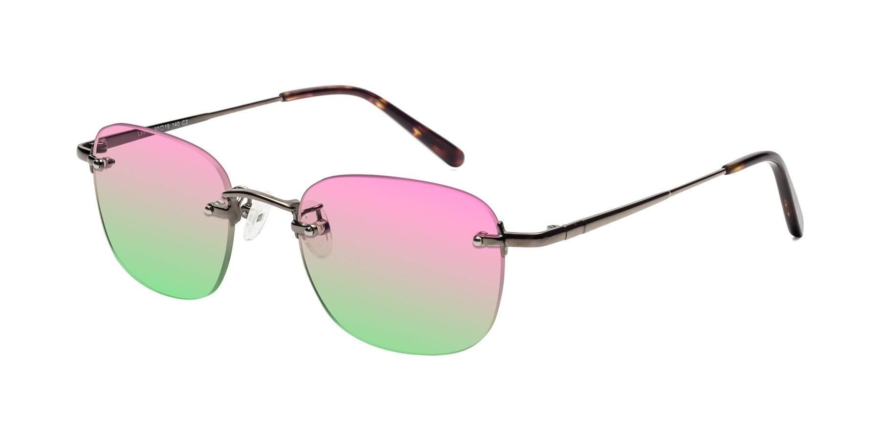 Angle of Leslie in Gunmetal with Pink / Green Gradient Lenses