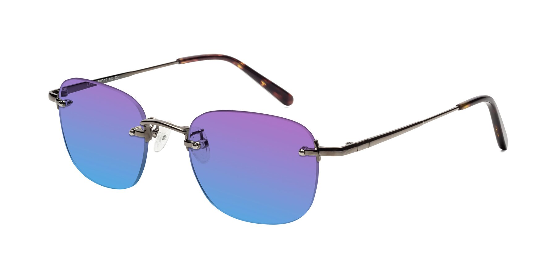 Angle of Leslie in Gunmetal with Purple / Blue Gradient Lenses