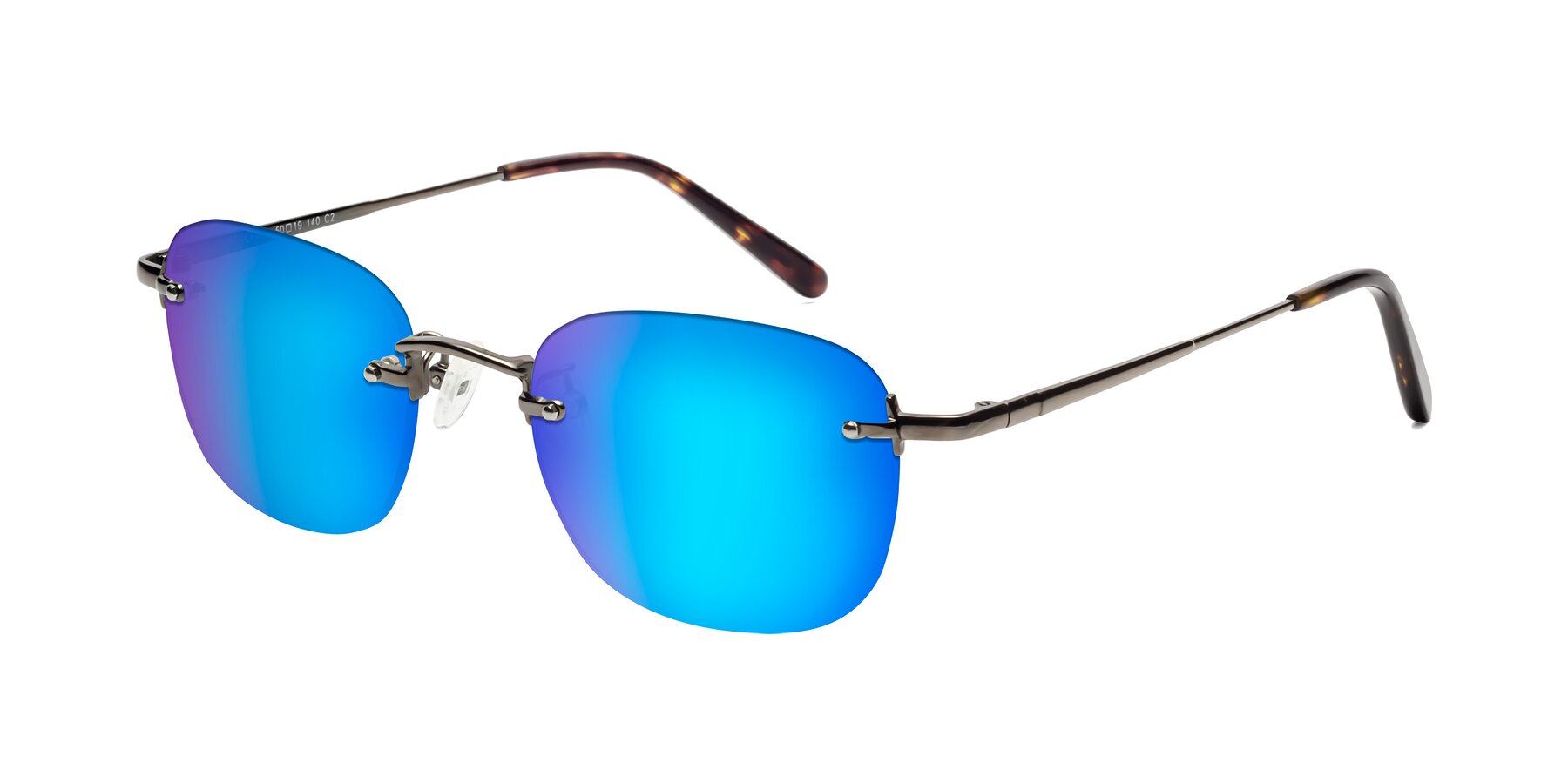 Angle of Leslie in Gunmetal with Blue Mirrored Lenses