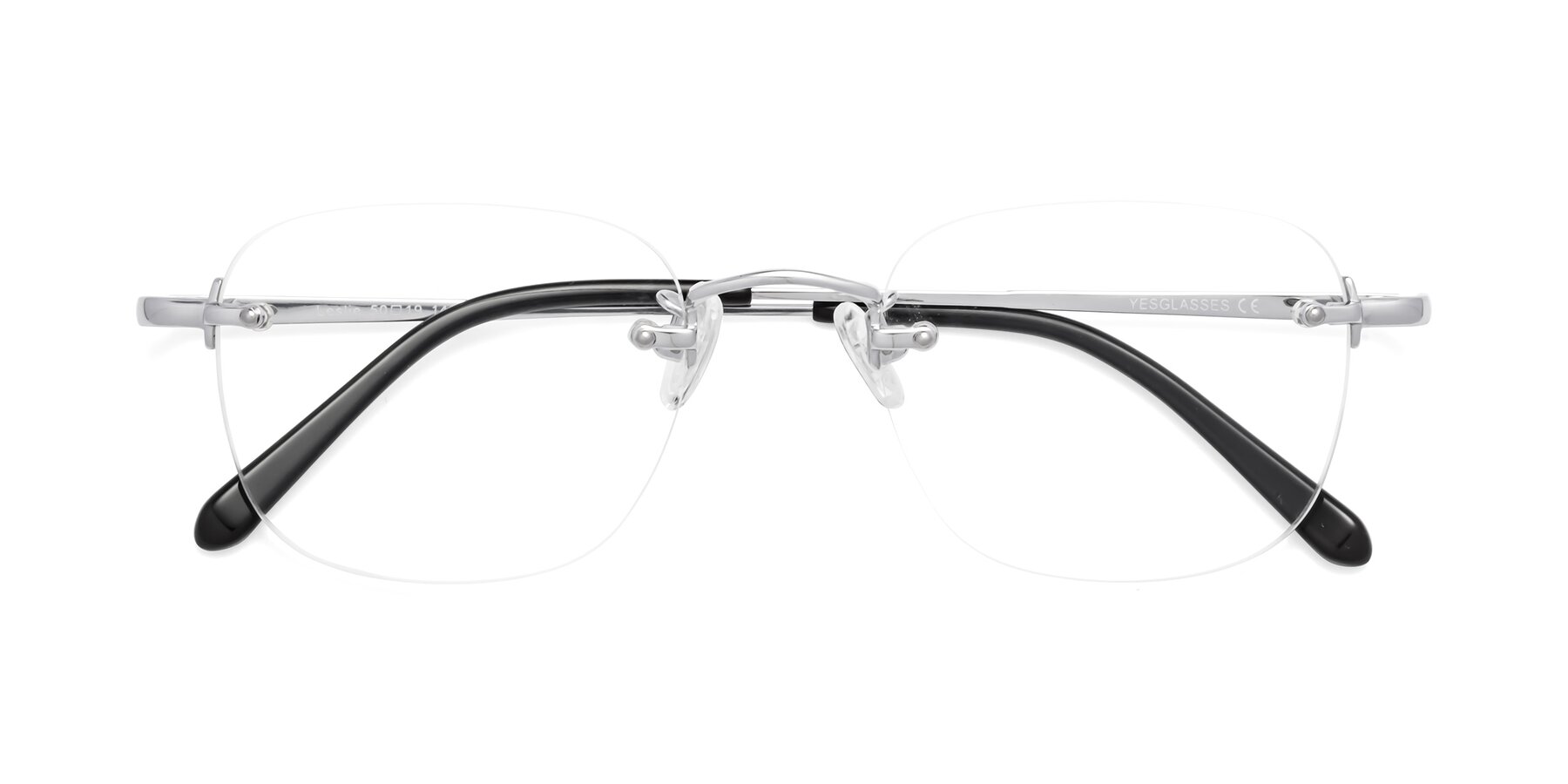 Folded Front of Leslie in Silver with Clear Blue Light Blocking Lenses