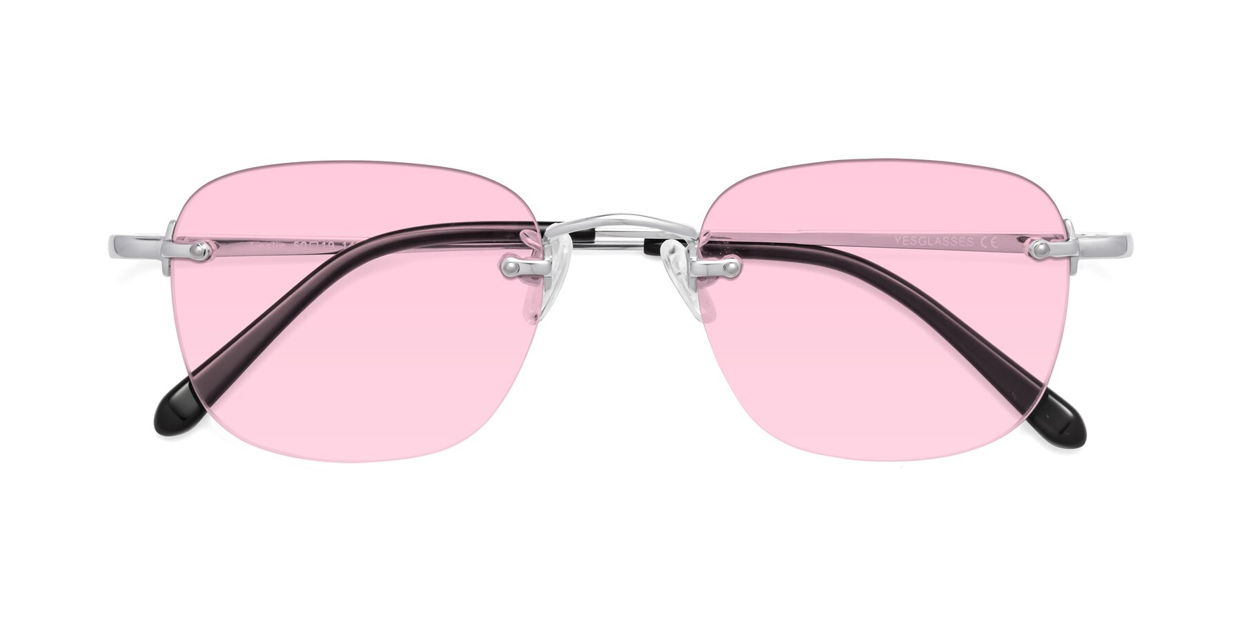 Folded Front of Leslie in Silver with Light Pink Tinted Lenses