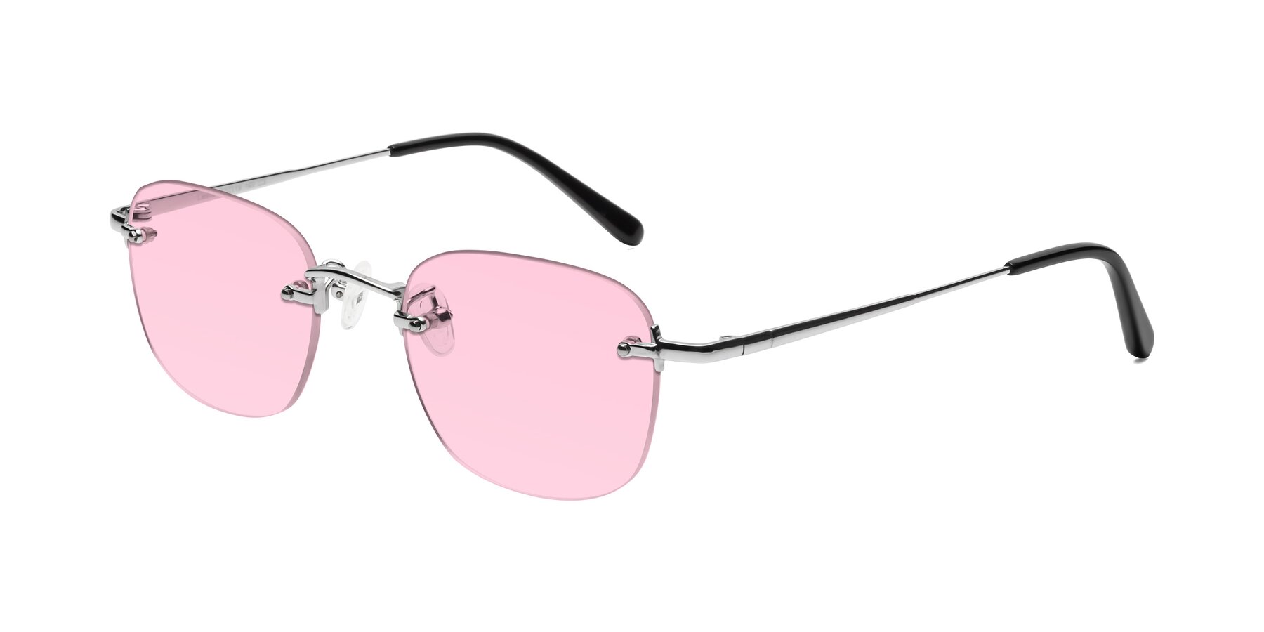 Angle of Leslie in Silver with Light Pink Tinted Lenses