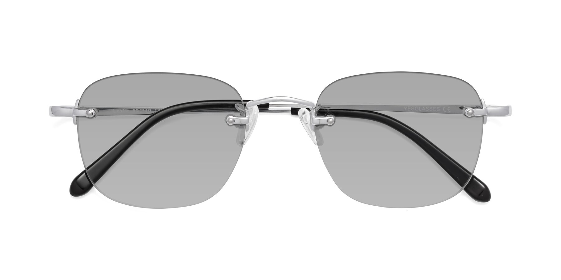Folded Front of Leslie in Silver with Light Gray Tinted Lenses