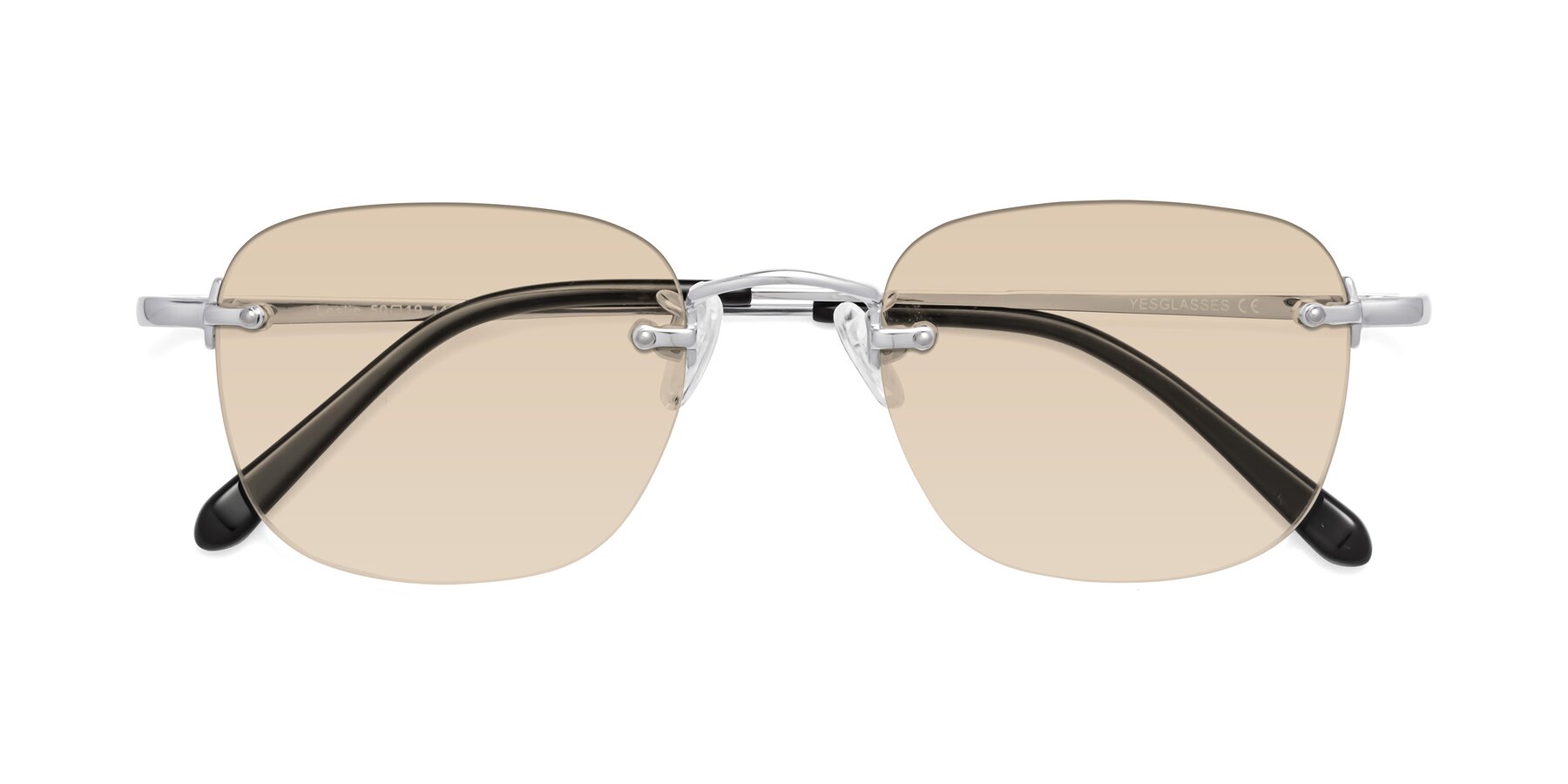 Folded Front of Leslie in Silver with Light Brown Tinted Lenses