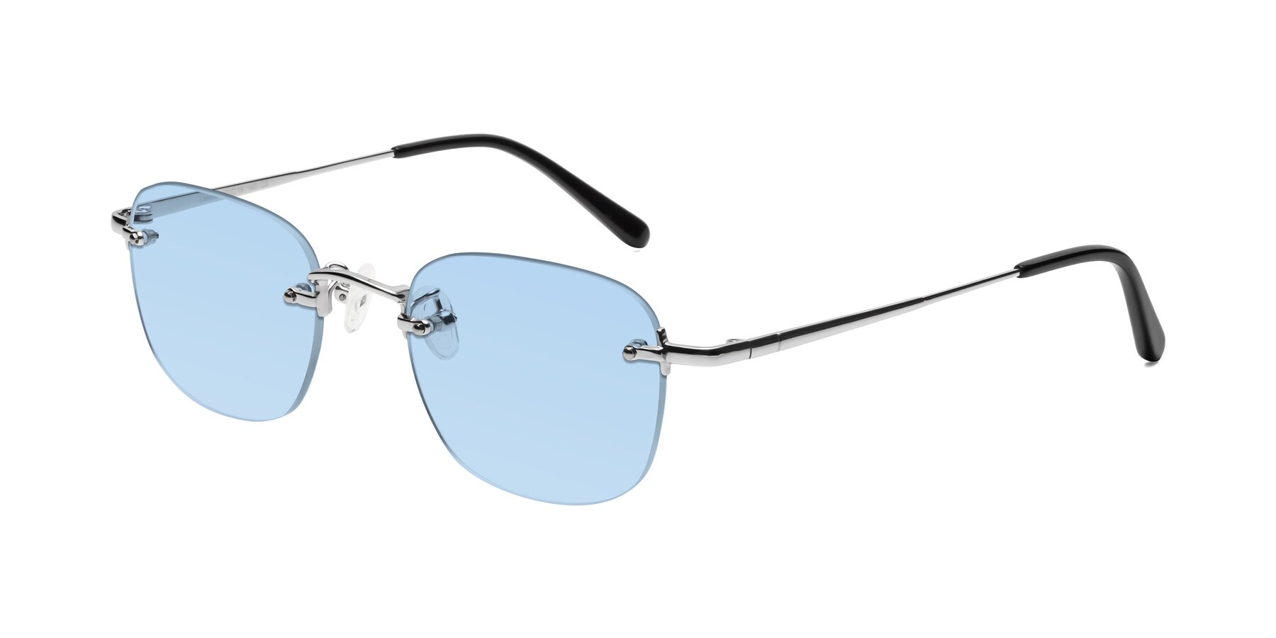 Angle of Leslie in Silver with Light Blue Tinted Lenses