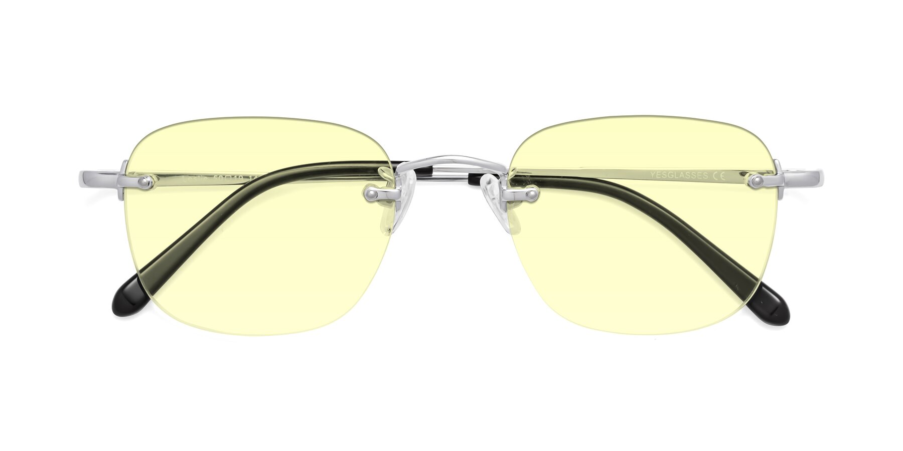Folded Front of Leslie in Silver with Light Yellow Tinted Lenses