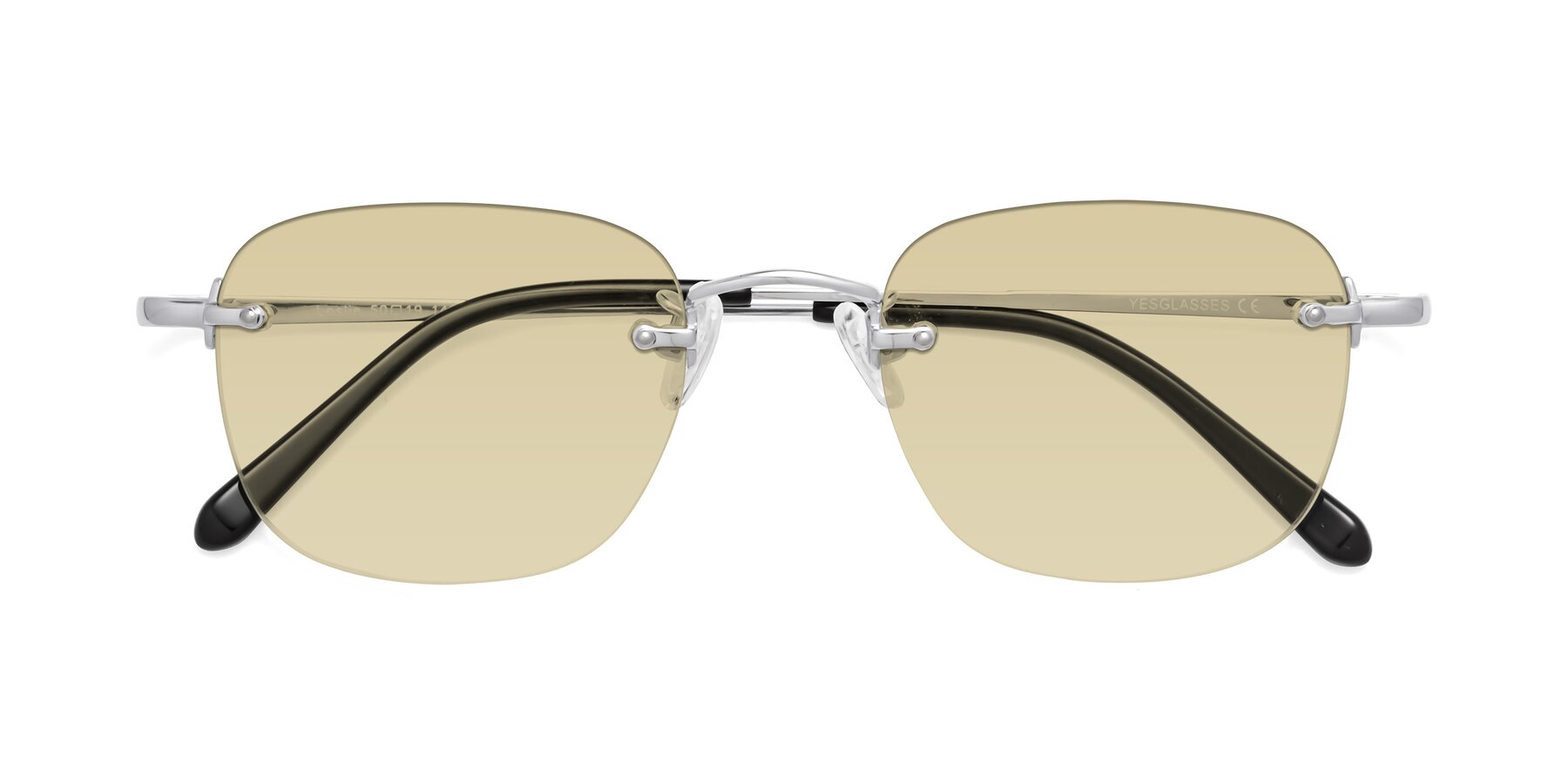 Folded Front of Leslie in Silver with Light Champagne Tinted Lenses