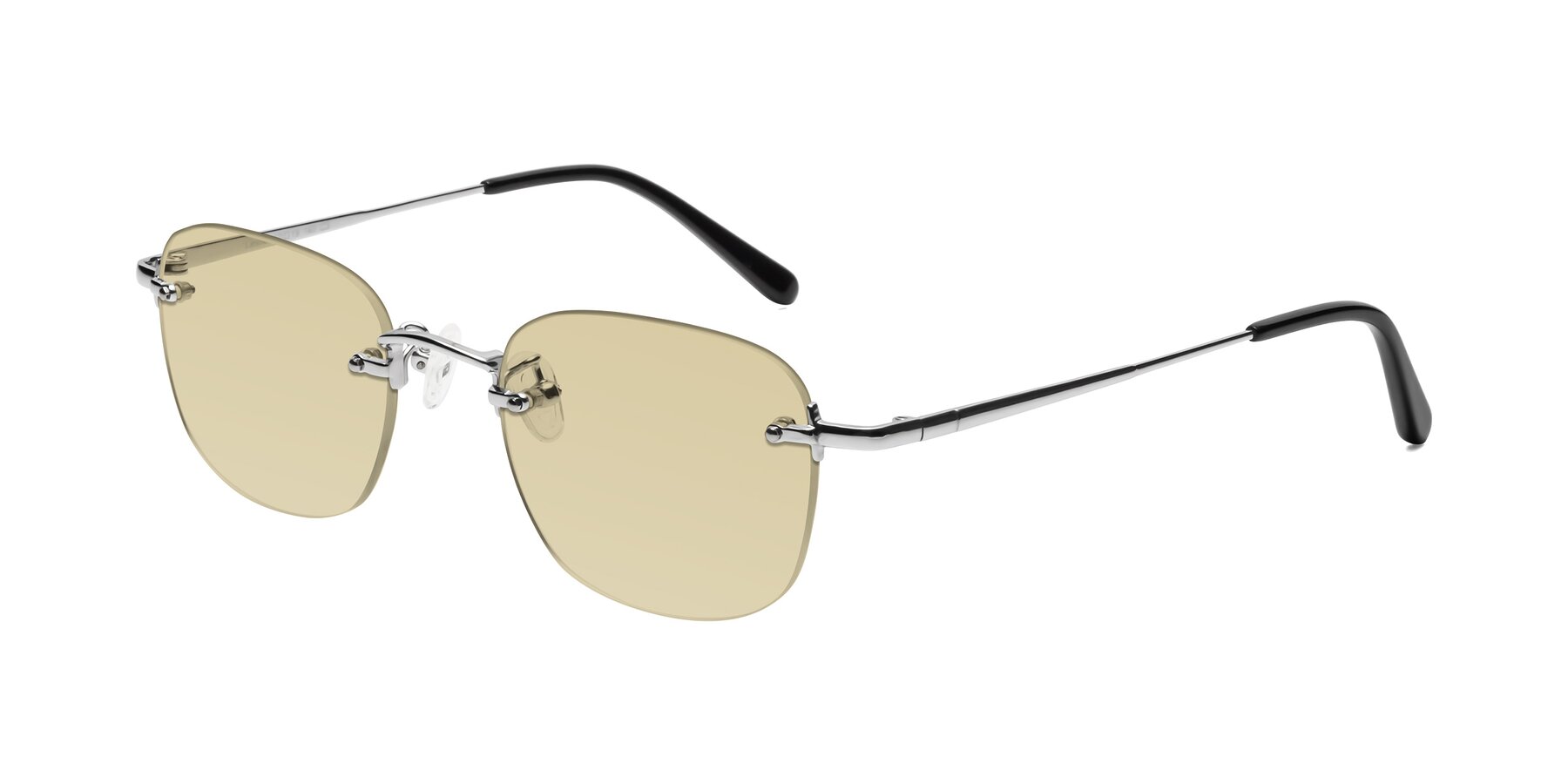 Angle of Leslie in Silver with Light Champagne Tinted Lenses