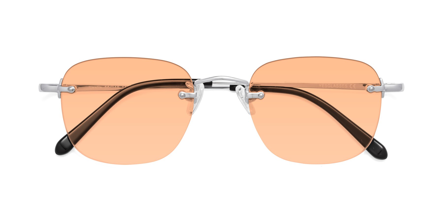 Folded Front of Leslie in Silver with Light Orange Tinted Lenses