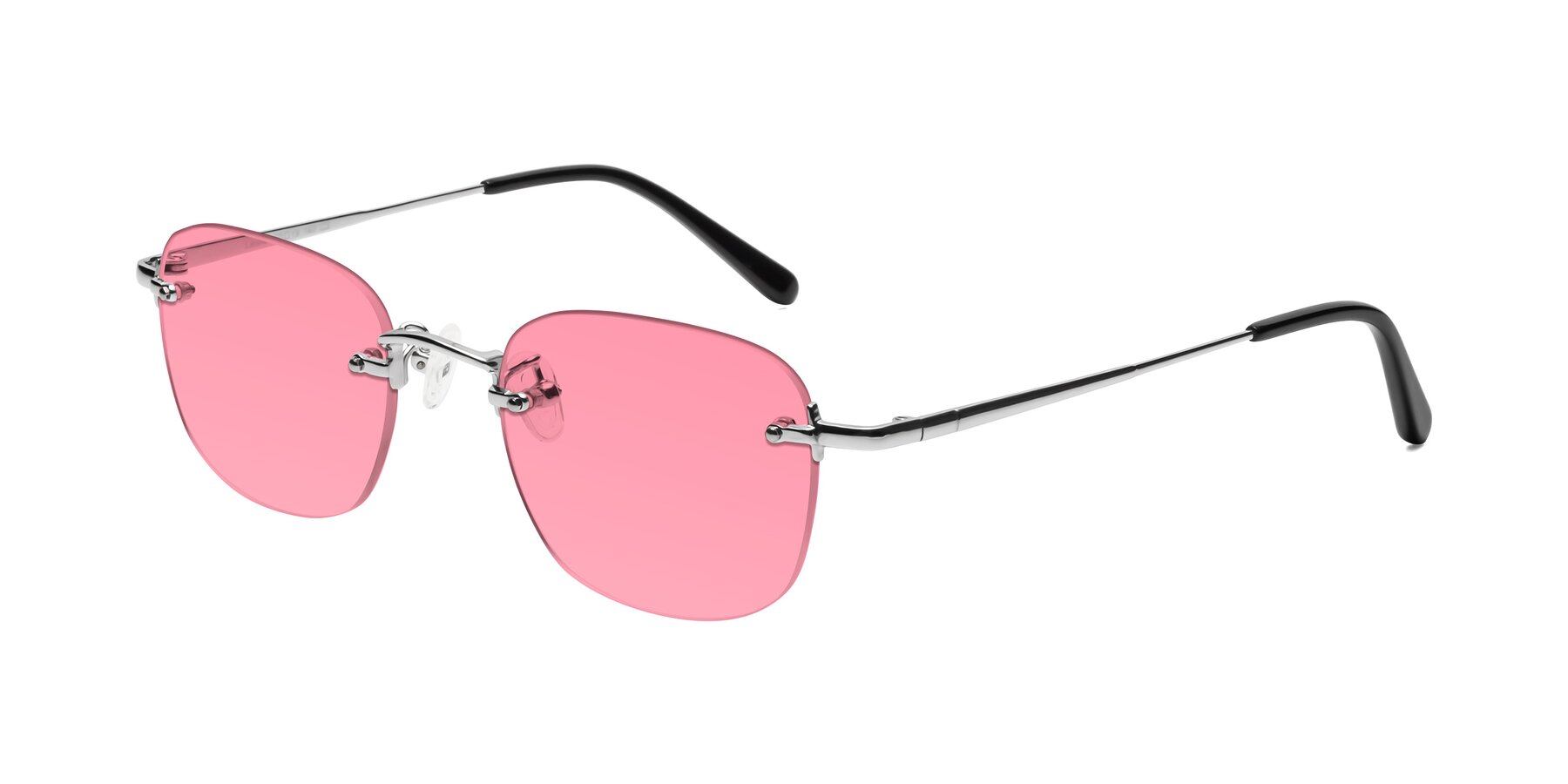Angle of Leslie in Silver with Pink Tinted Lenses