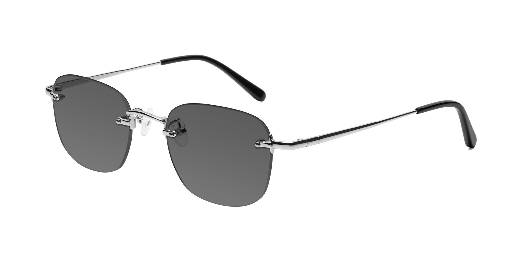 Angle of Leslie in Silver with Medium Gray Tinted Lenses