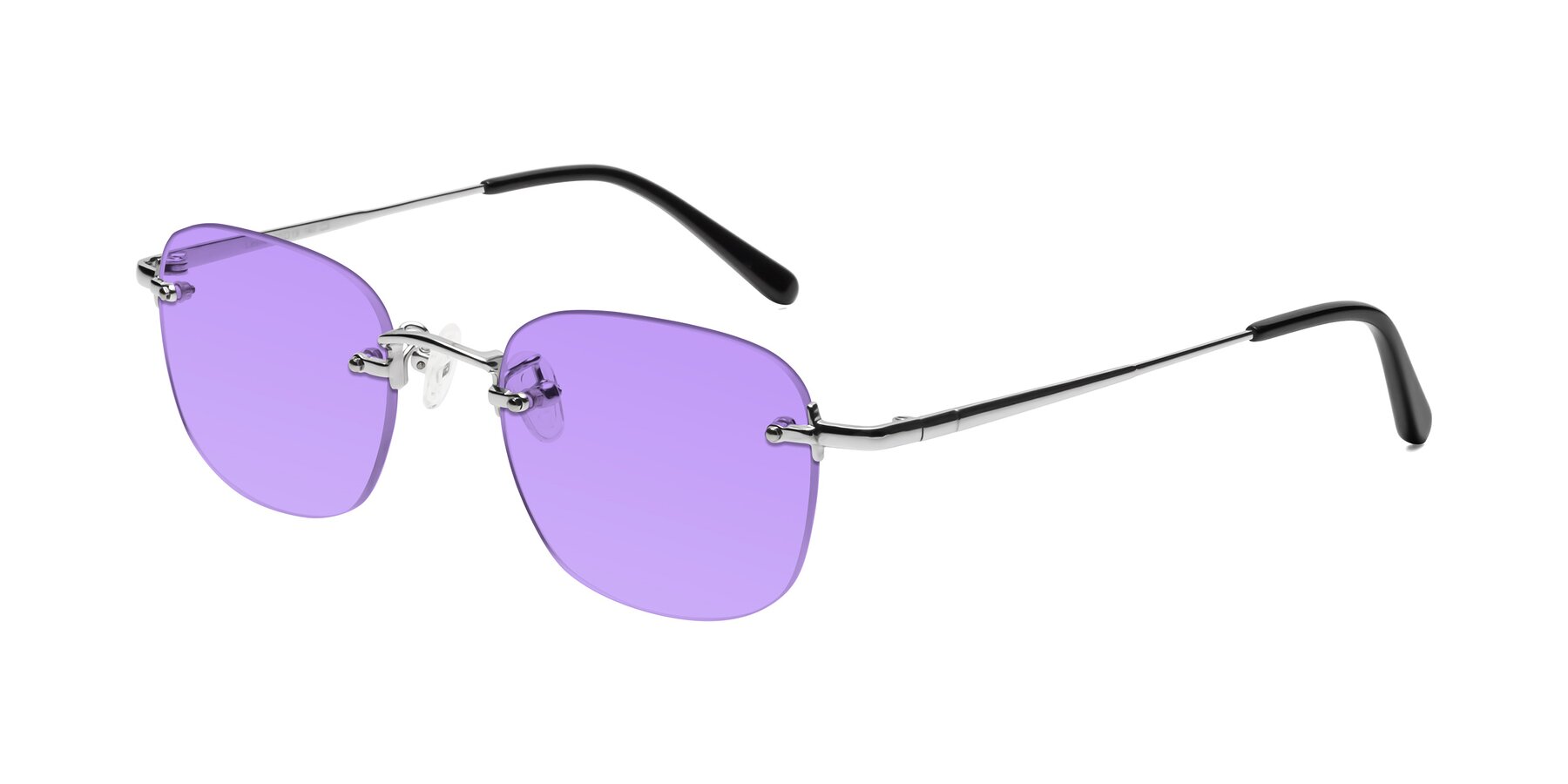 Angle of Leslie in Silver with Medium Purple Tinted Lenses