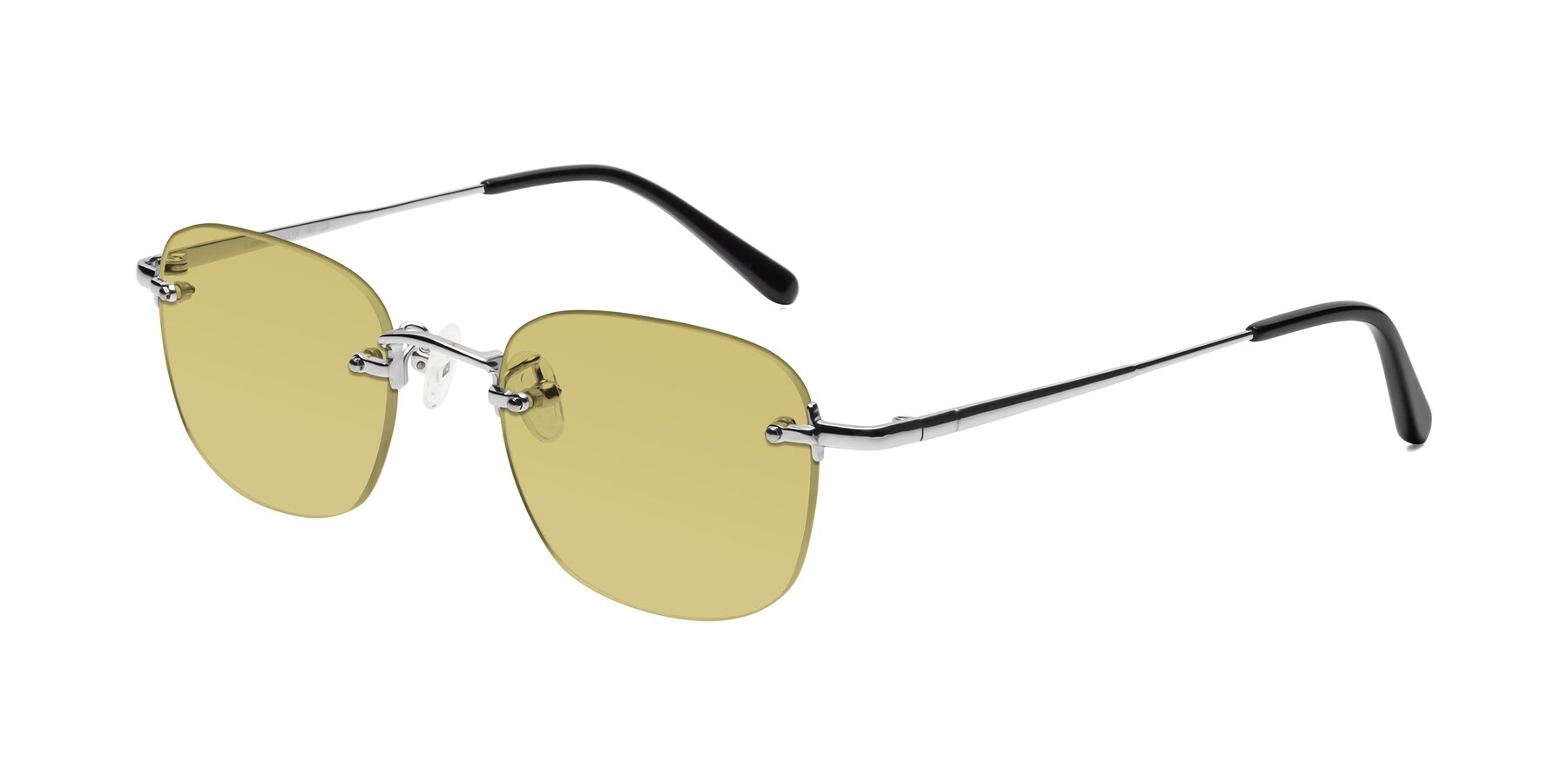 Angle of Leslie in Silver with Medium Champagne Tinted Lenses