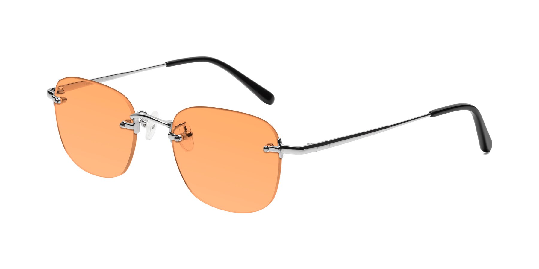 Angle of Leslie in Silver with Medium Orange Tinted Lenses