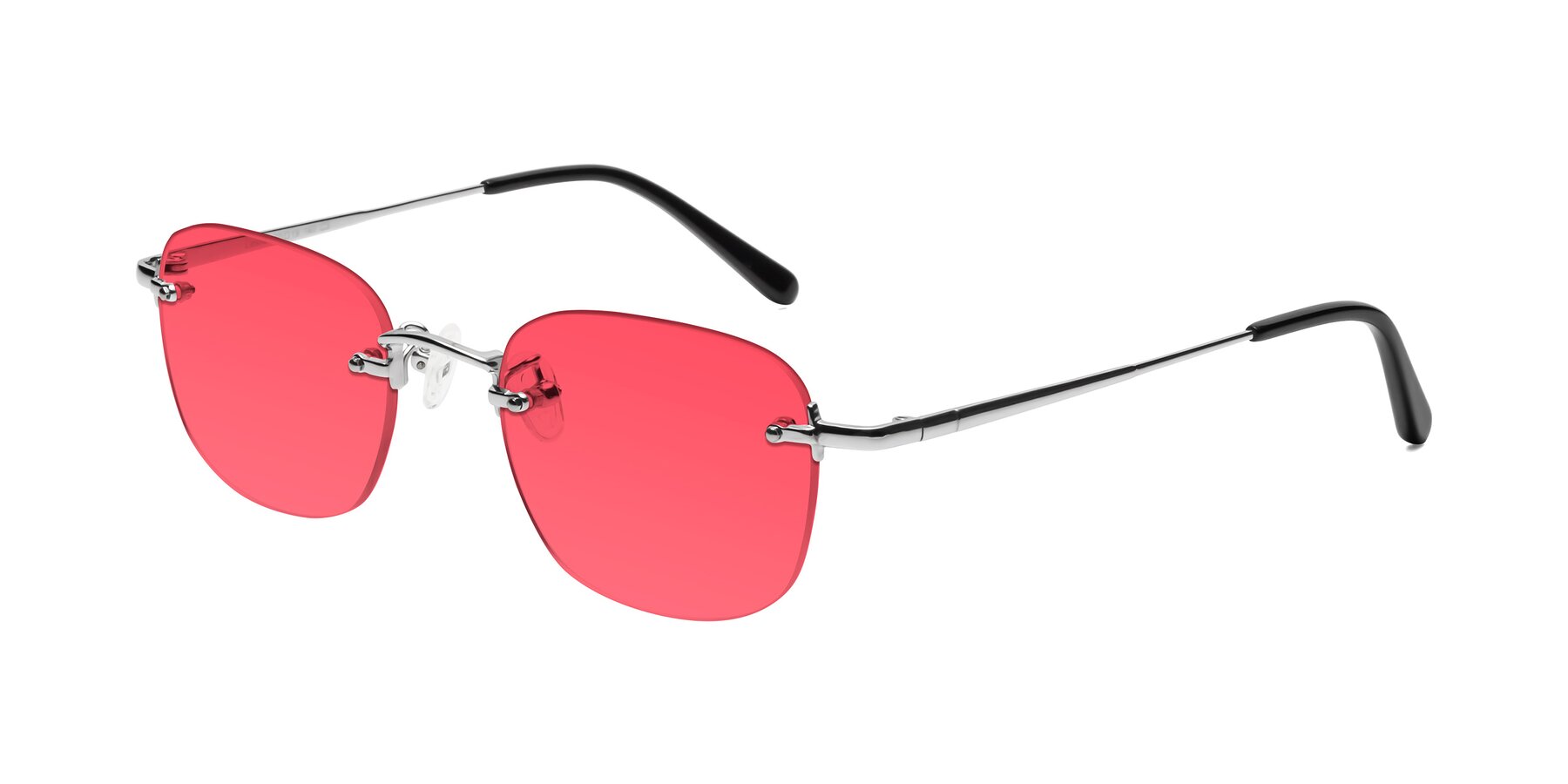 Angle of Leslie in Silver with Red Tinted Lenses