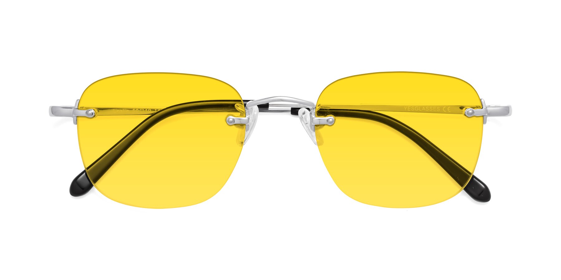 Folded Front of Leslie in Silver with Yellow Tinted Lenses