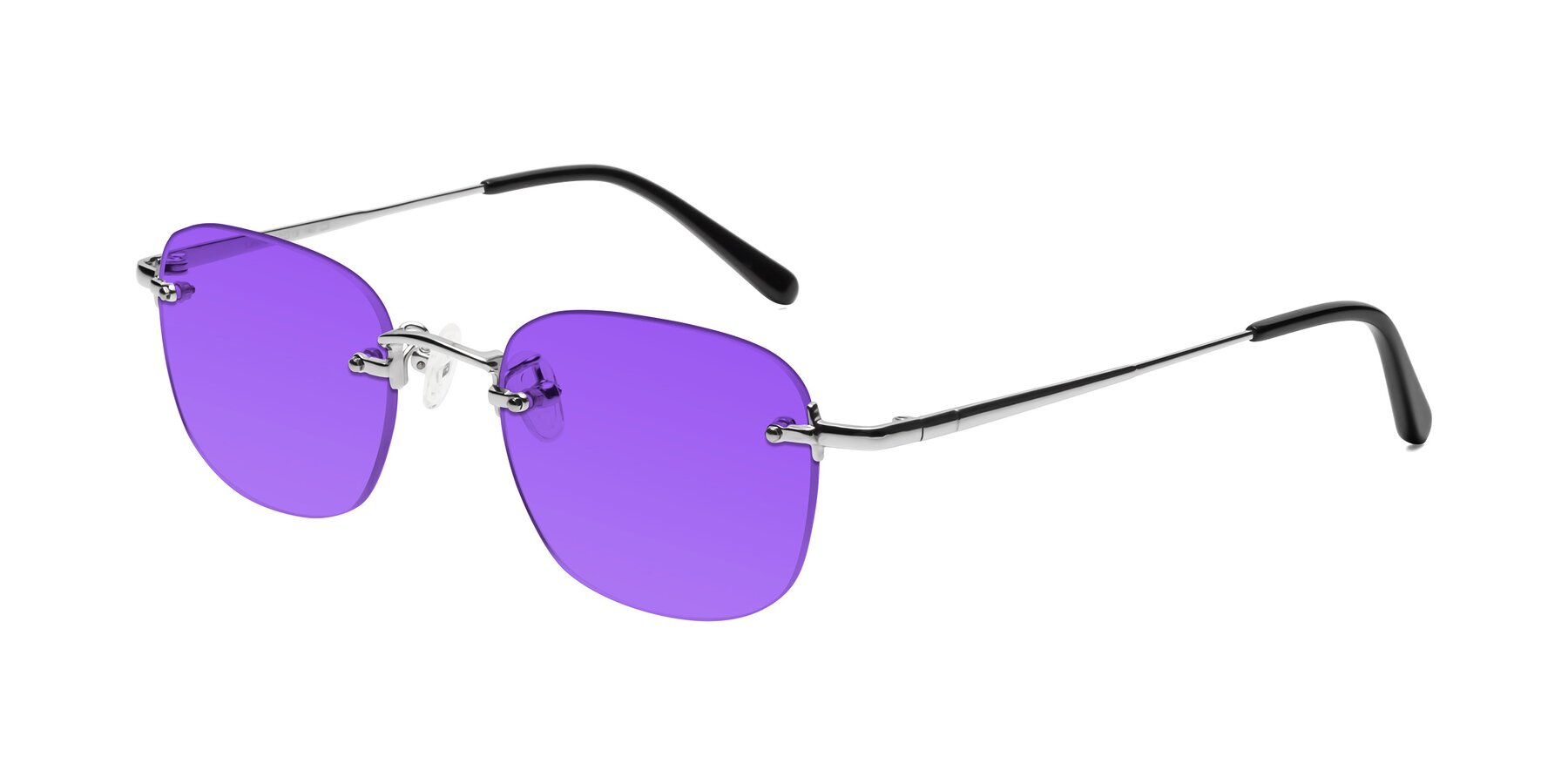 Angle of Leslie in Silver with Purple Tinted Lenses