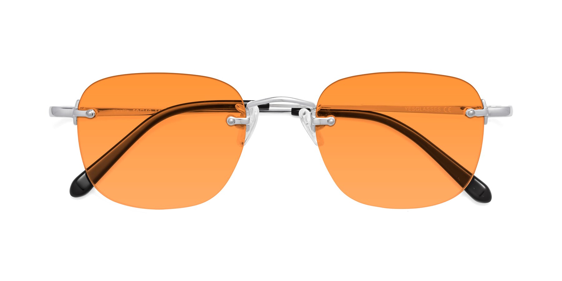 Folded Front of Leslie in Silver with Orange Tinted Lenses