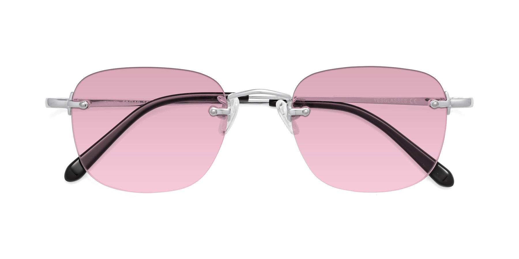 Folded Front of Leslie in Silver with Light Wine Tinted Lenses