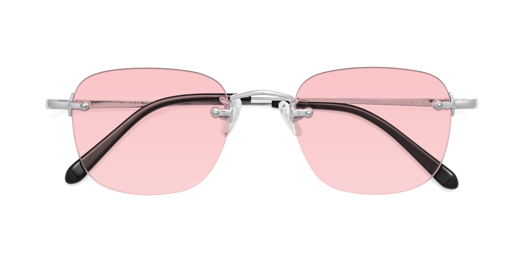 Folded Front of Leslie in Silver with Light Garnet Tinted Lenses