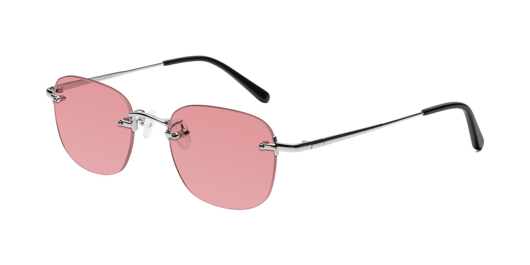 Angle of Leslie in Silver with Medium Garnet Tinted Lenses