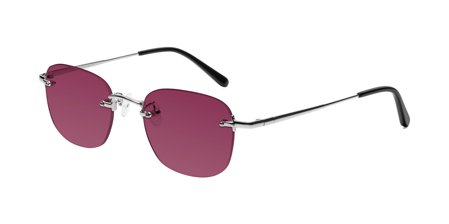 Angle of Leslie in Silver with Wine Tinted Lenses