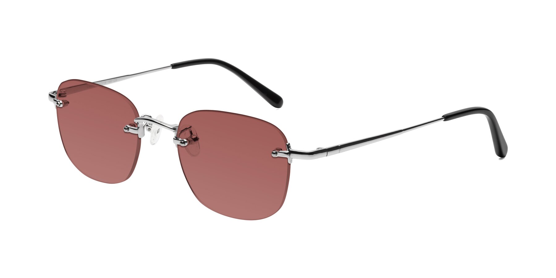 Angle of Leslie in Silver with Garnet Tinted Lenses