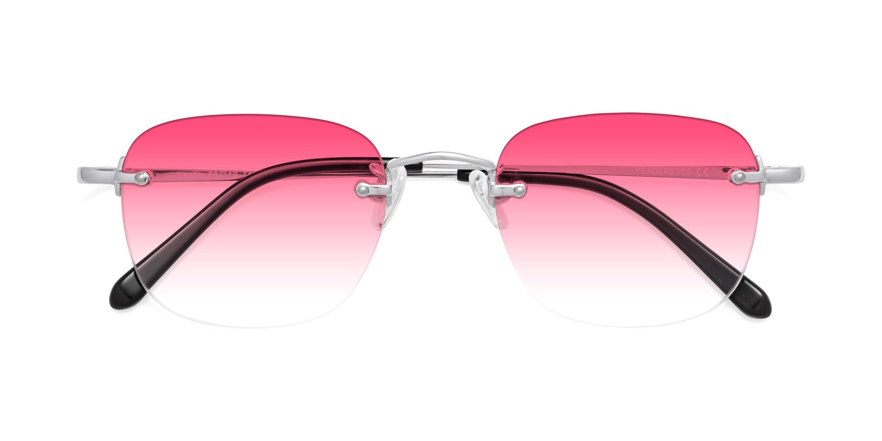 Folded Front of Leslie in Silver with Pink Gradient Lenses