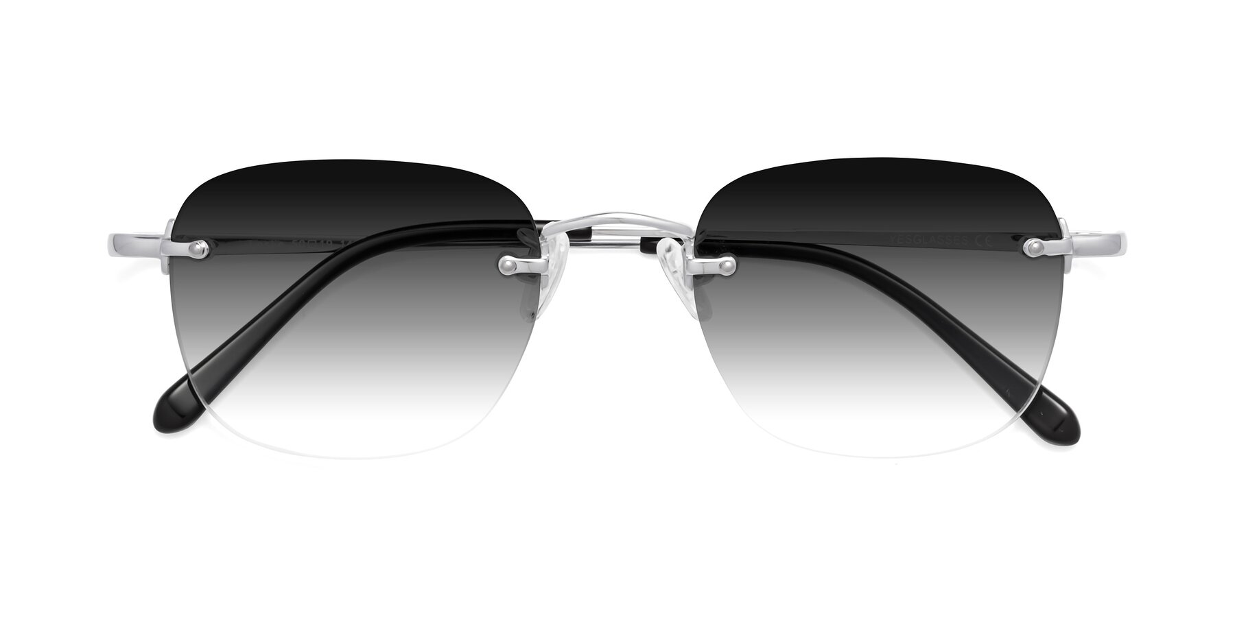 Folded Front of Leslie in Silver with Gray Gradient Lenses