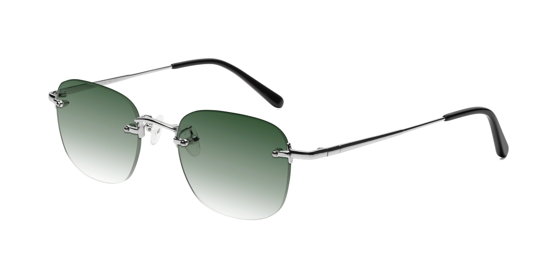 Angle of Leslie in Silver with Green Gradient Lenses