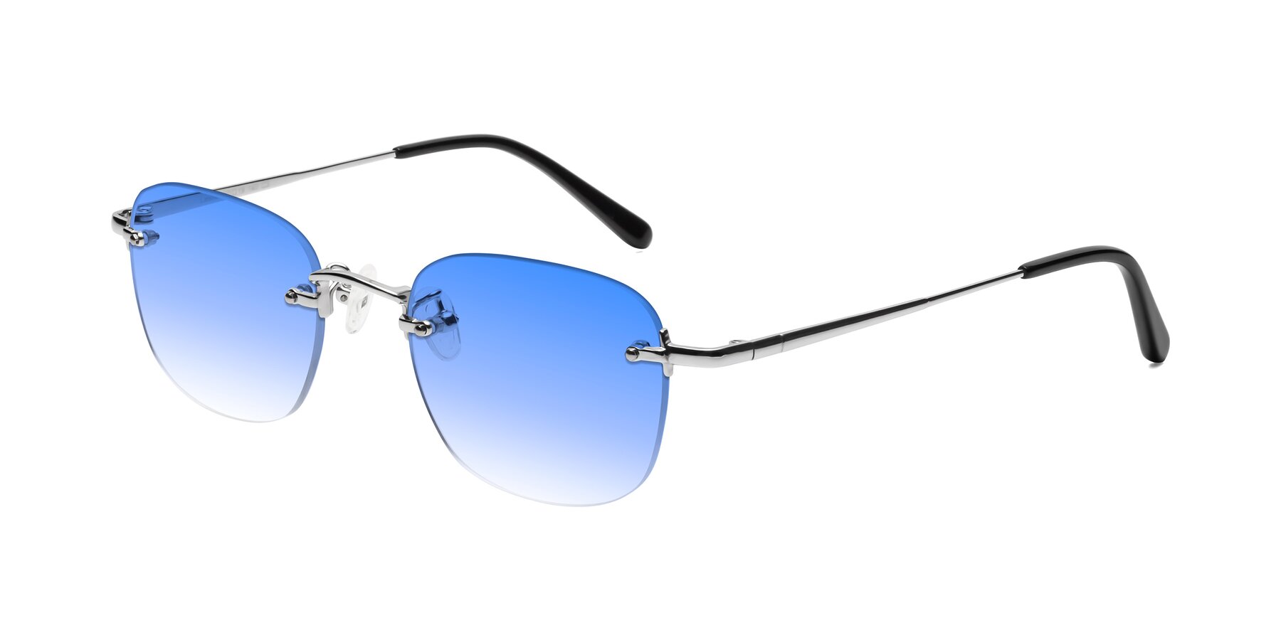 Angle of Leslie in Silver with Blue Gradient Lenses