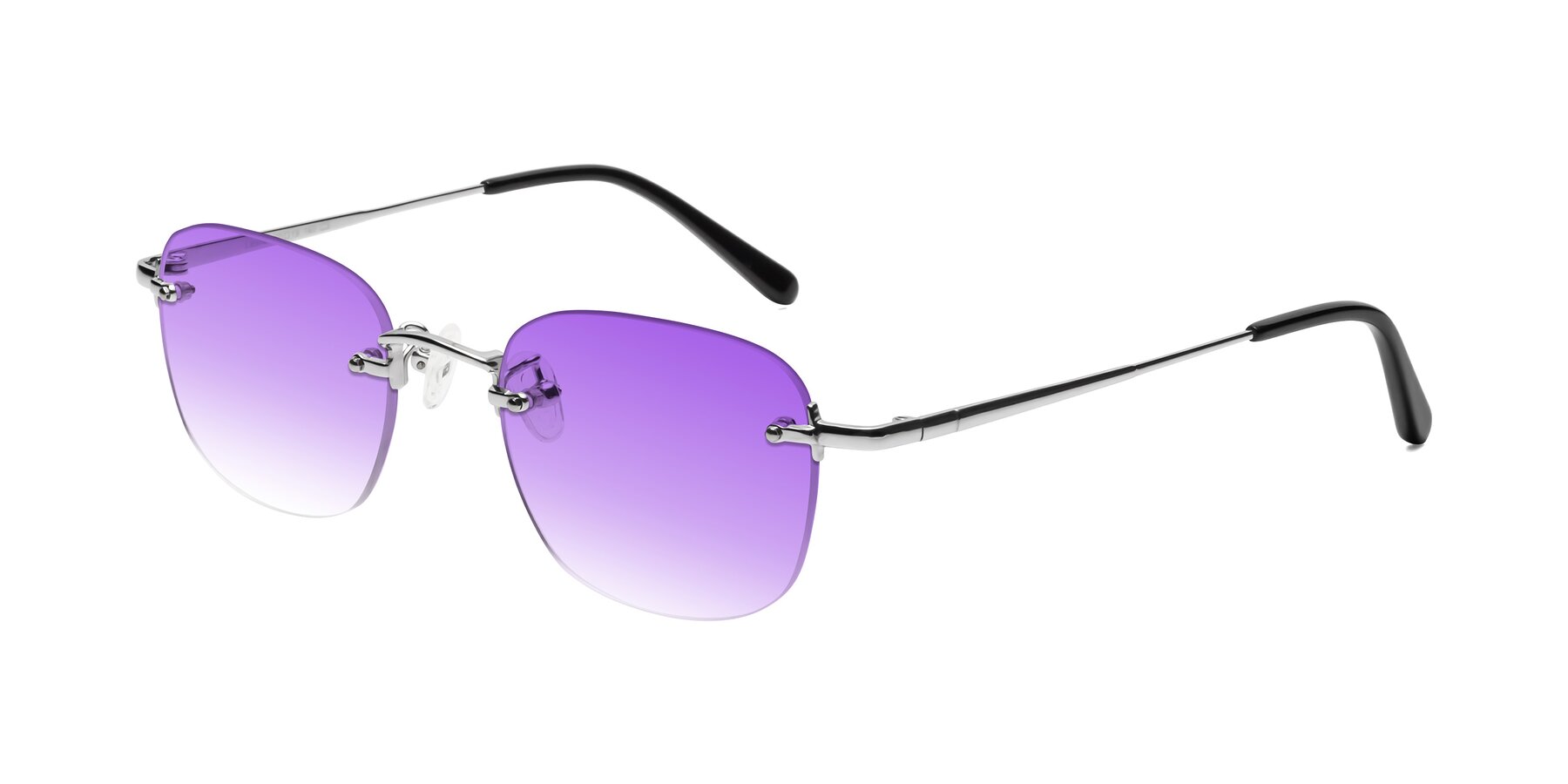 Angle of Leslie in Silver with Purple Gradient Lenses