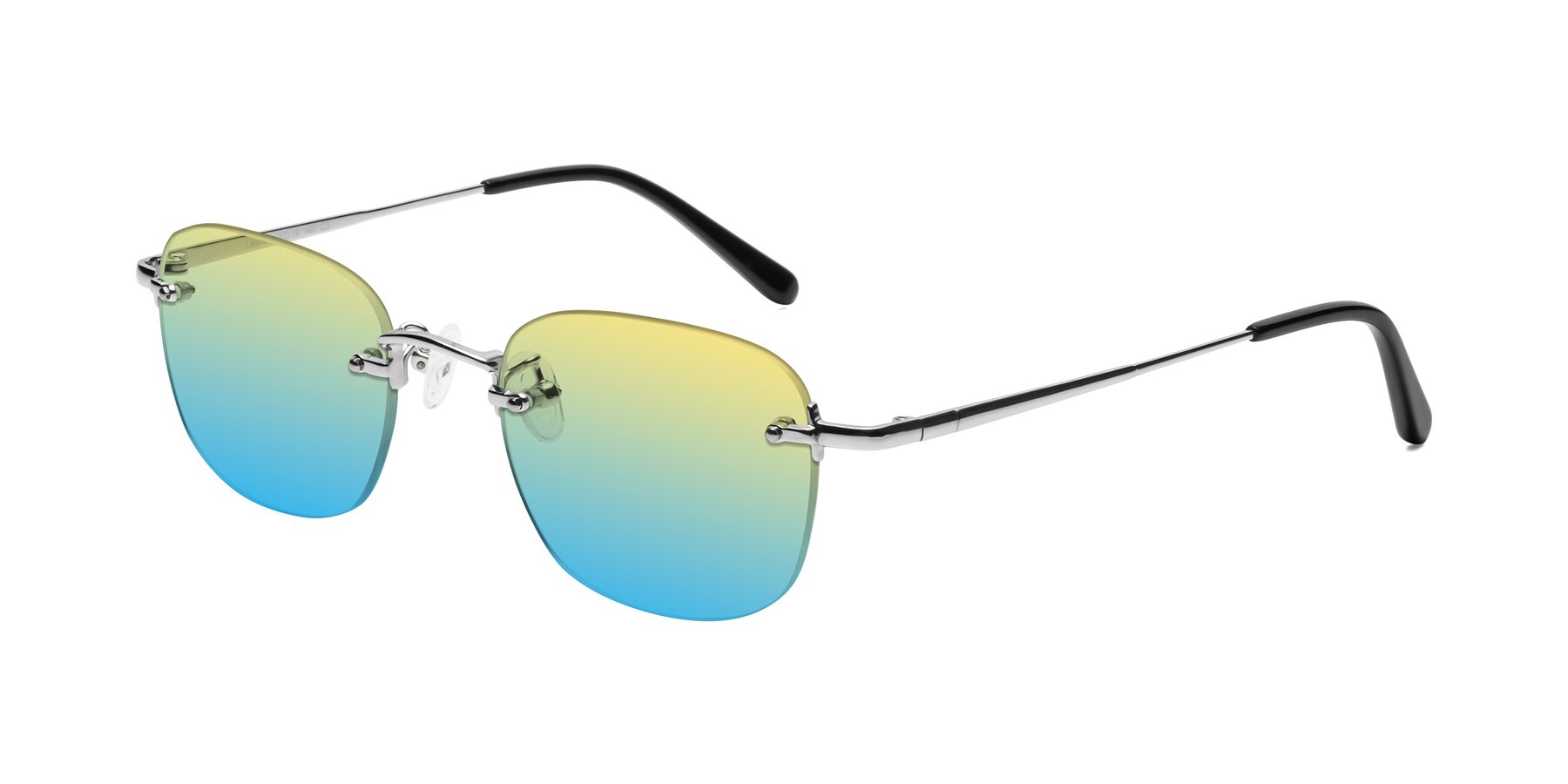 Angle of Leslie in Silver with Yellow / Blue Gradient Lenses