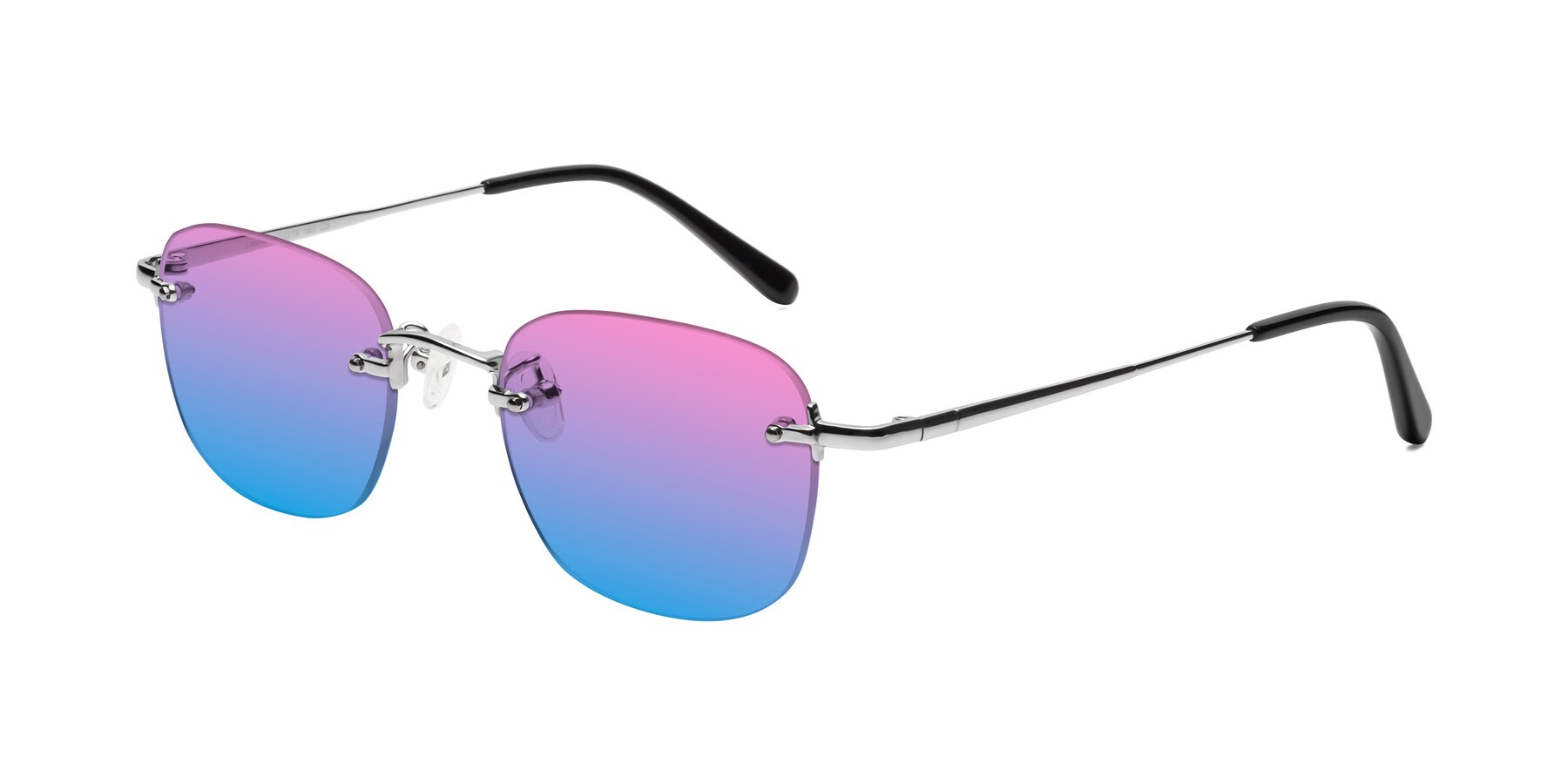 Angle of Leslie in Silver with Pink / Blue Gradient Lenses