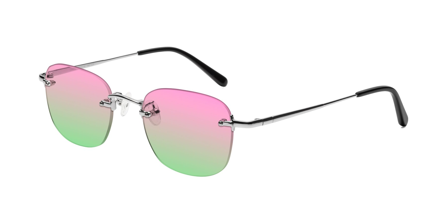 Angle of Leslie in Silver with Pink / Green Gradient Lenses